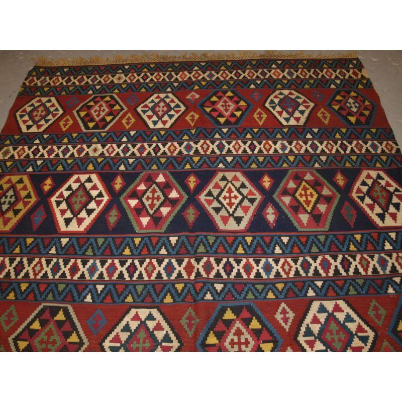 Antique Caucasian Shirvan Banded Kilim of Large Size, Late 19th Century In Excellent Condition For Sale In Moreton-In-Marsh, GB