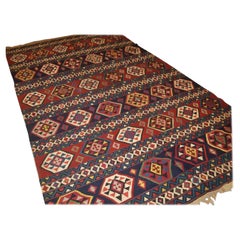 Antico kilim caucasico a bande di Shirvan di grandi dimensioni, fine XIX secolo