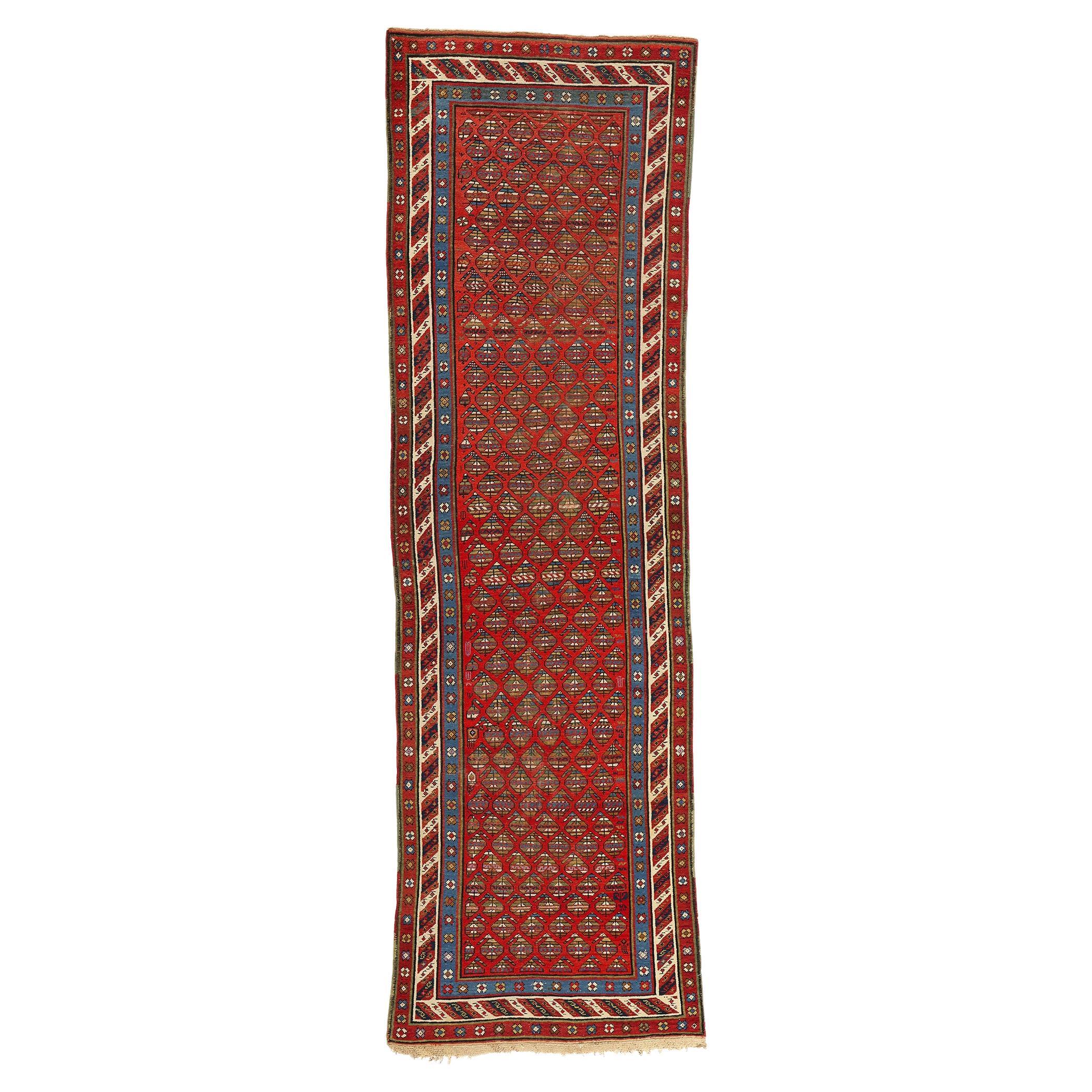Antique Caucasian Shirvan Boteh Runner with Tribal Style, Hallway Runner For Sale