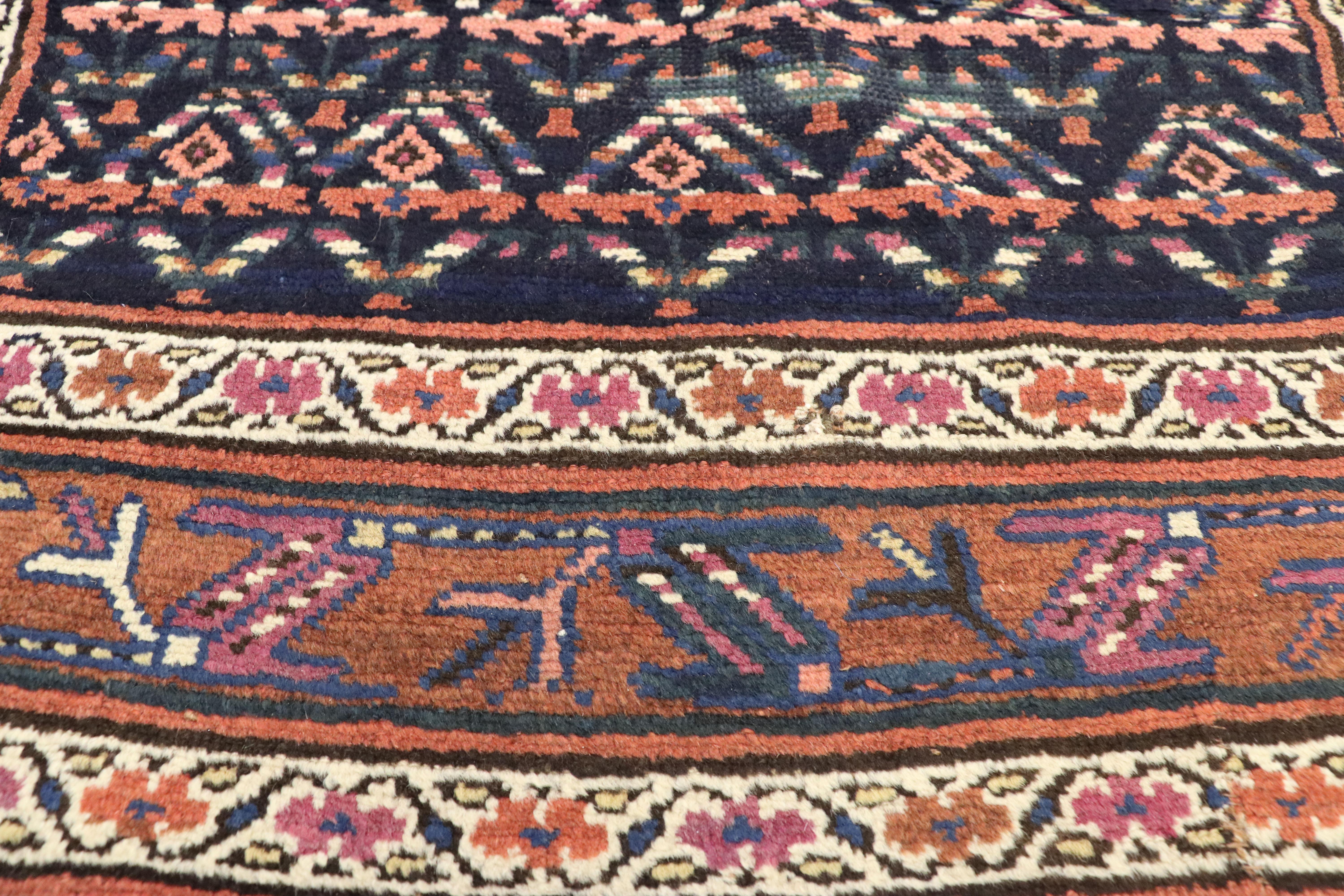 Antique Caucasian Boteh Shirvan Hallway Runner with Modern Victorian Style In Good Condition For Sale In Dallas, TX