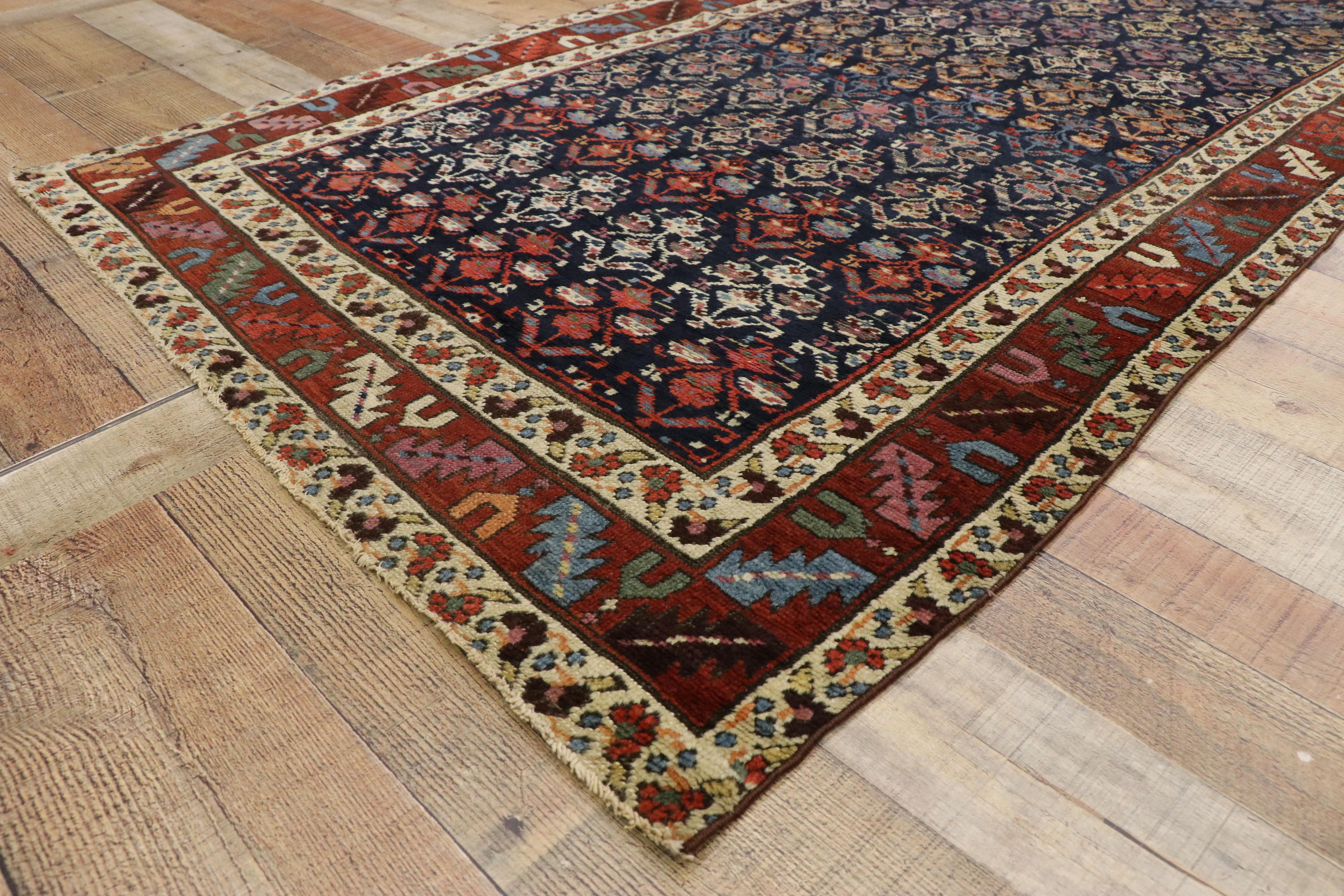 19th Century Antique Caucasian Shirvan Runner with Boteh Pattern and Modern Federal Style For Sale
