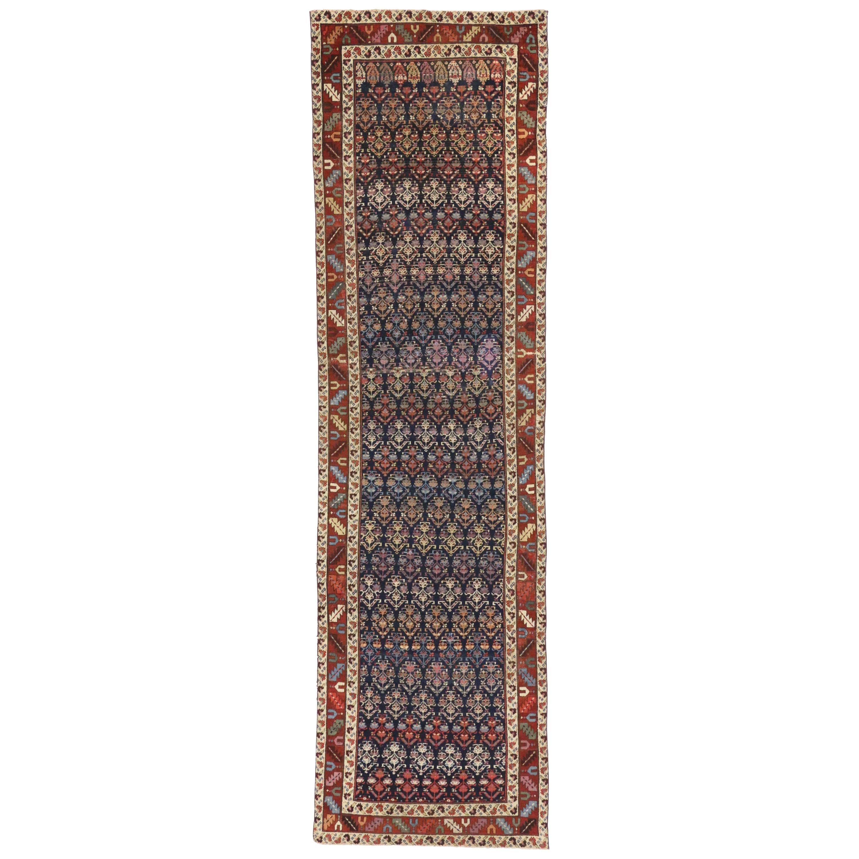 Antique Caucasian Shirvan Runner with Boteh Pattern and Modern Federal Style For Sale