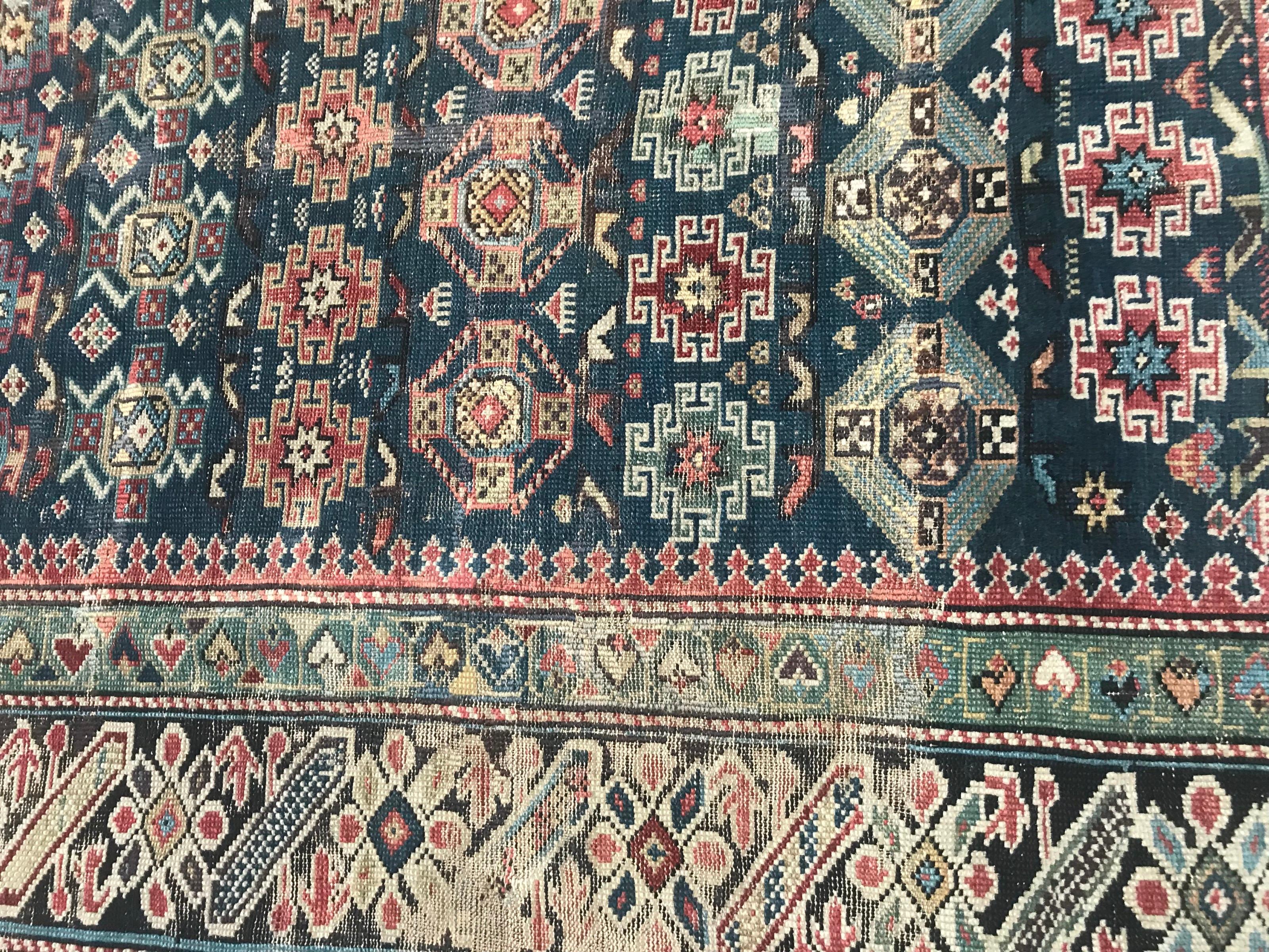 Kazak Antique Caucasian Shirvan Chichi Rug For Sale