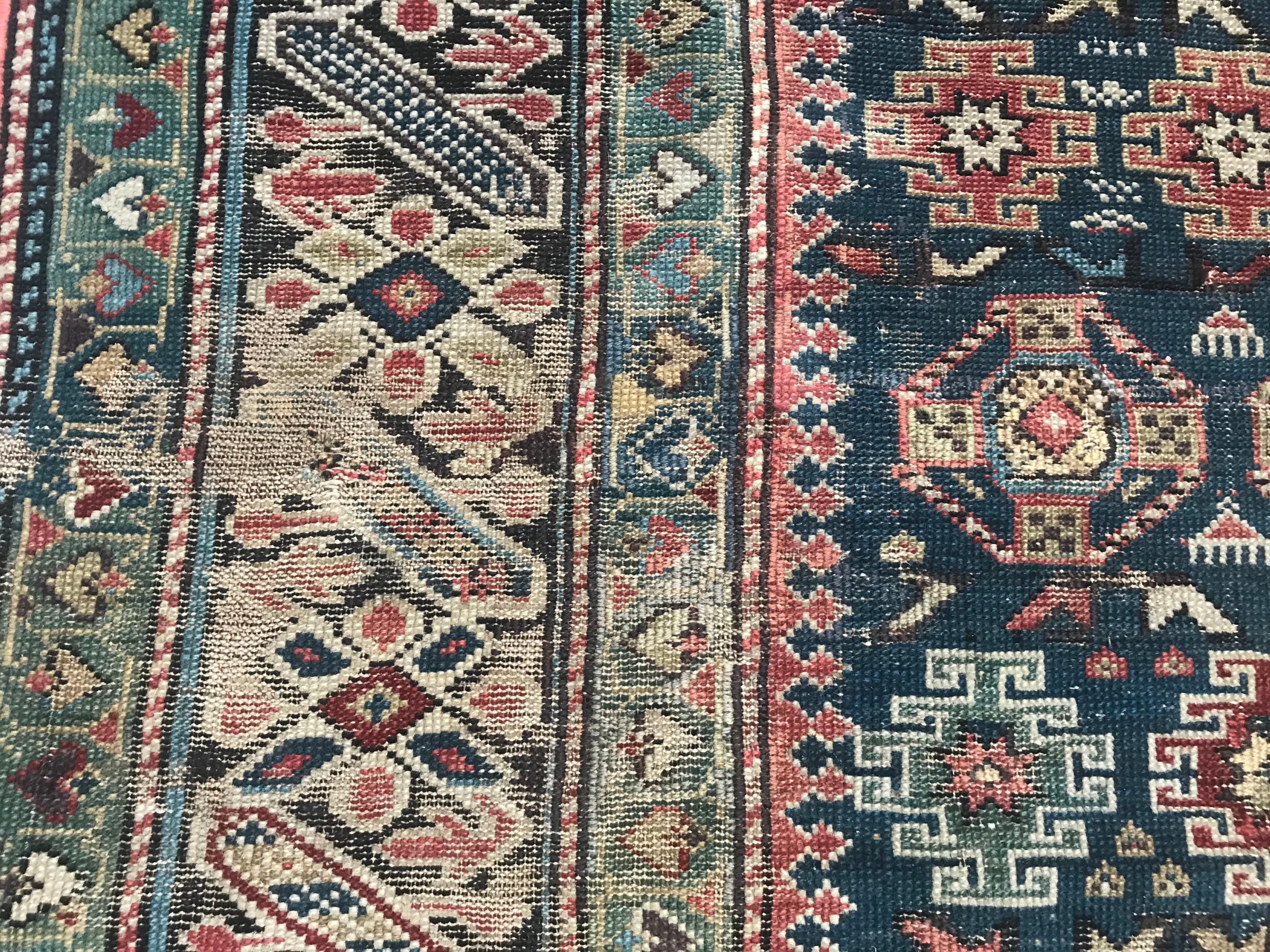 Antiker kaukasischer Schirwan-Chichi-Teppich im Angebot 1