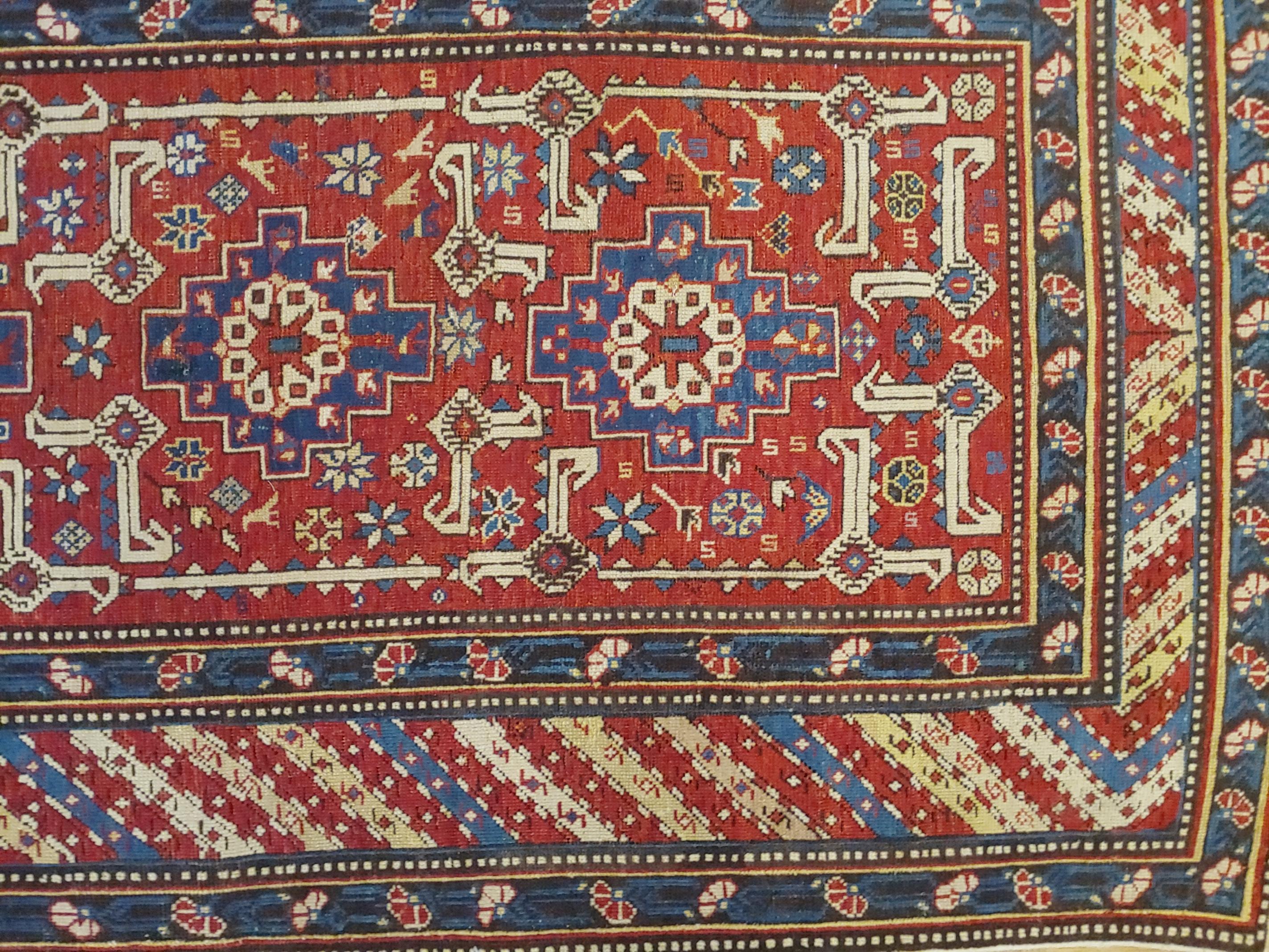 Woven Antique Caucasian Shirvan, Classic Geometric, Rust Field, Wool, 1900 For Sale
