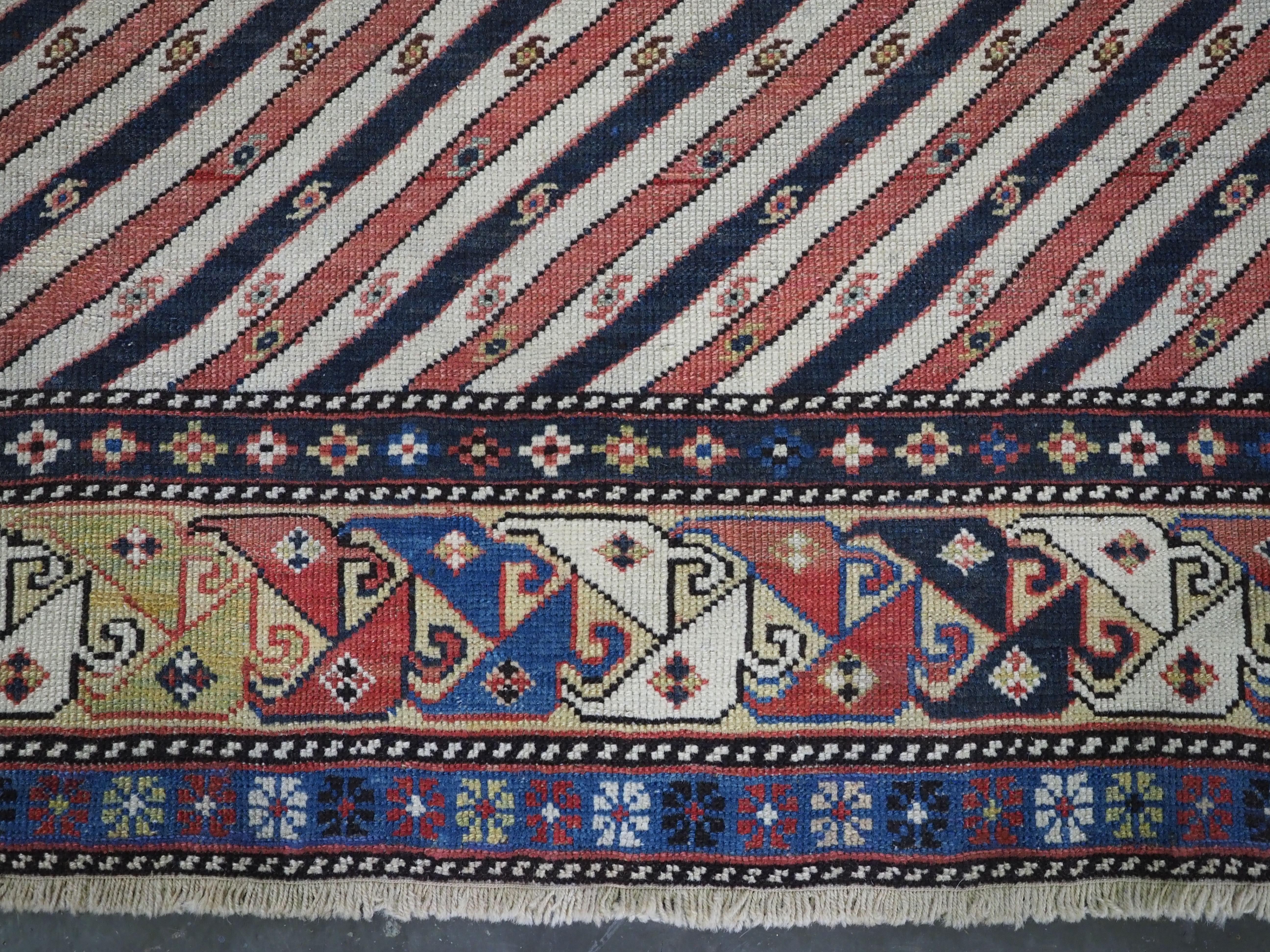 Antique Caucasian Shirvan/Dagestan prayer rug with scarce diagonal stipe design. For Sale 8