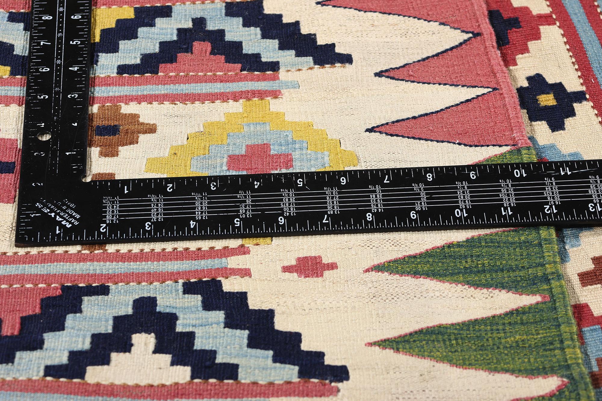 Tapis caucasien ancien Shirvan à tissage plat, 07'00 x 10'01 Bon état - En vente à Dallas, TX