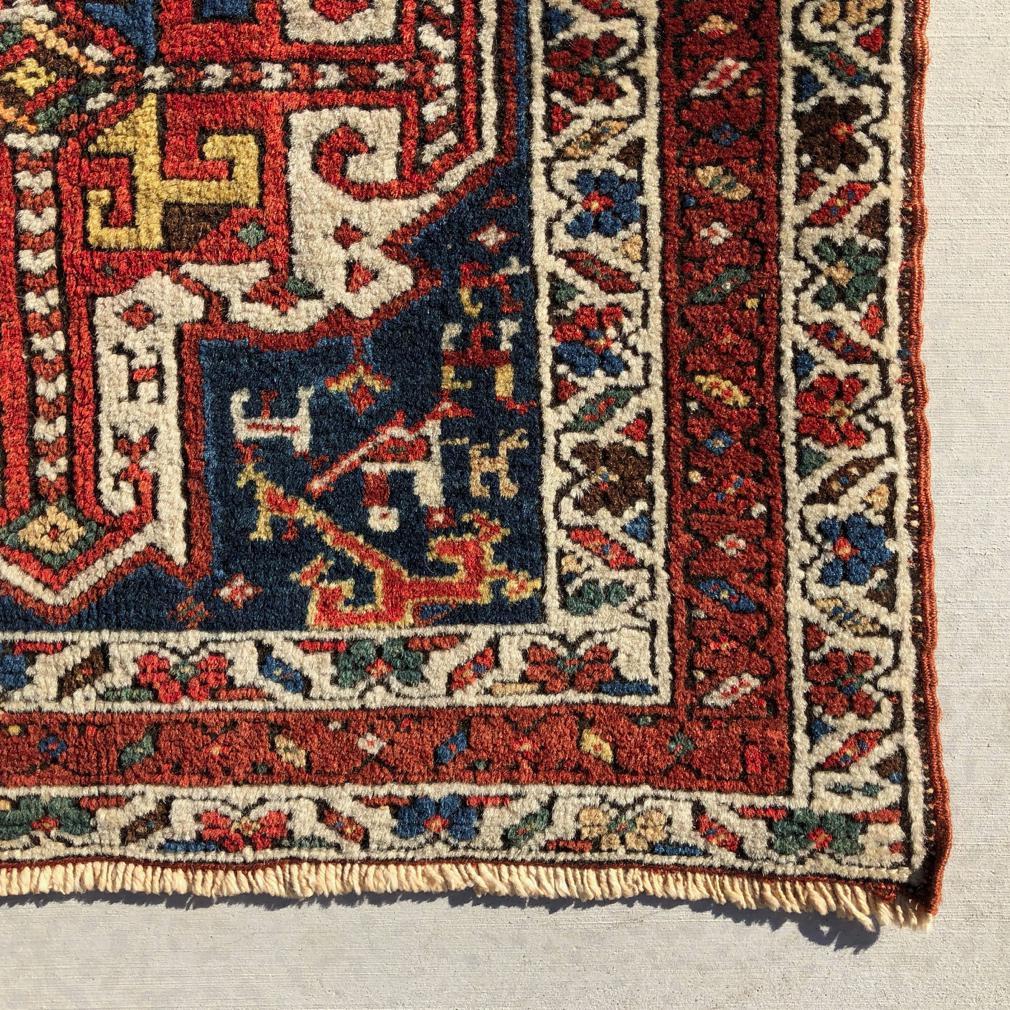 Hand-Knotted Antique Caucasian Shirvan Kabistan Rug, District of Shemaka, Russian Empire