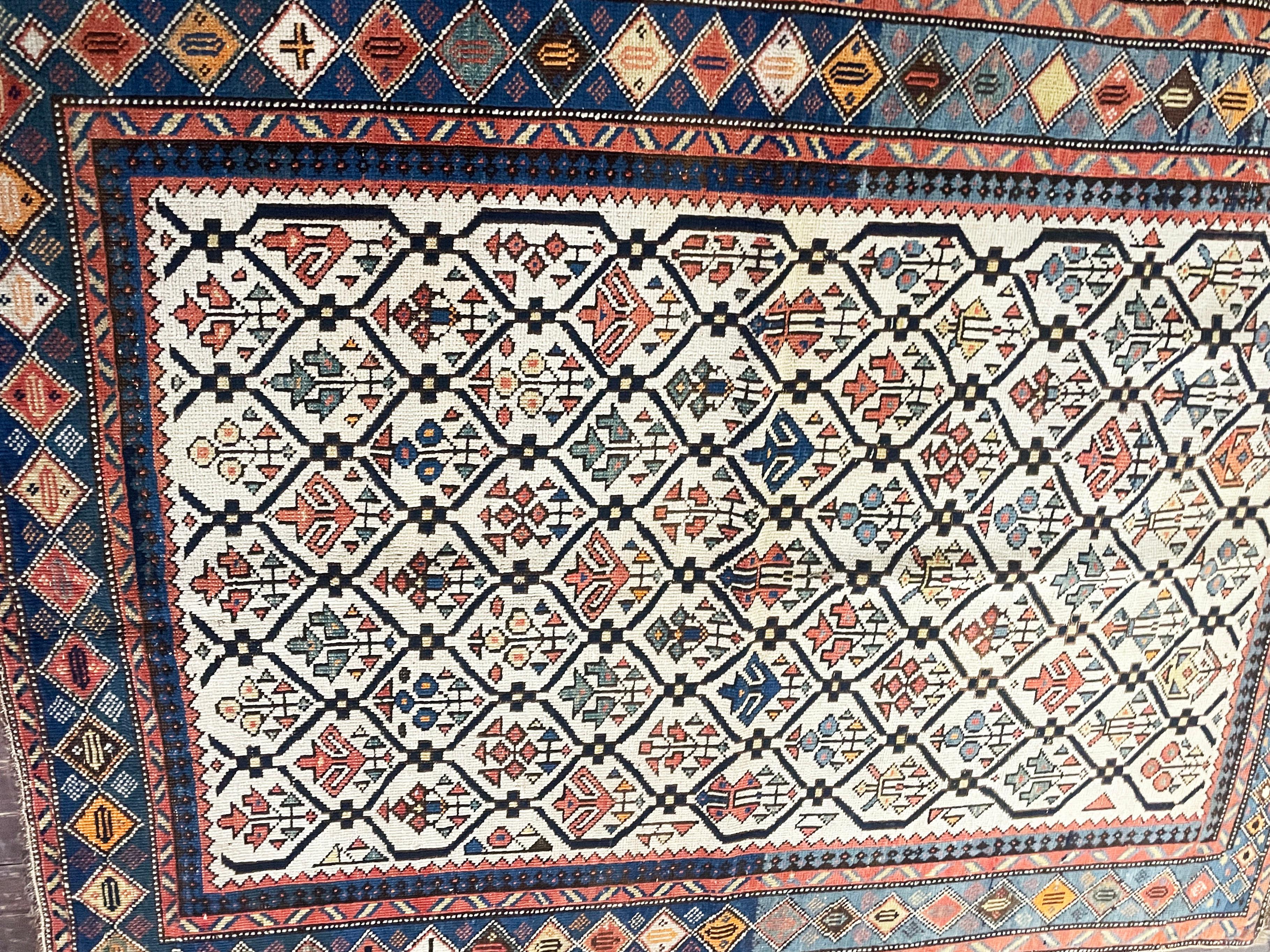 Wool Antique Caucasian Chi Chi/ Shirvan/ Kazak Rug, 3'6
