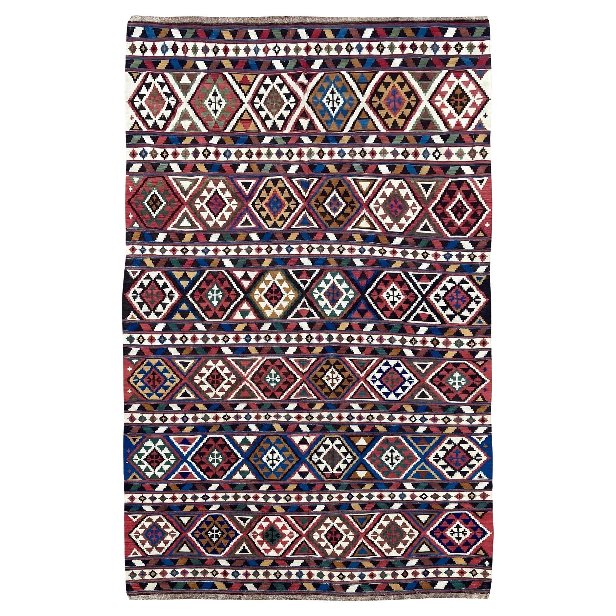 Antiker kaukasischer Schirwan-Kilim 3,33 m x 1,96 m