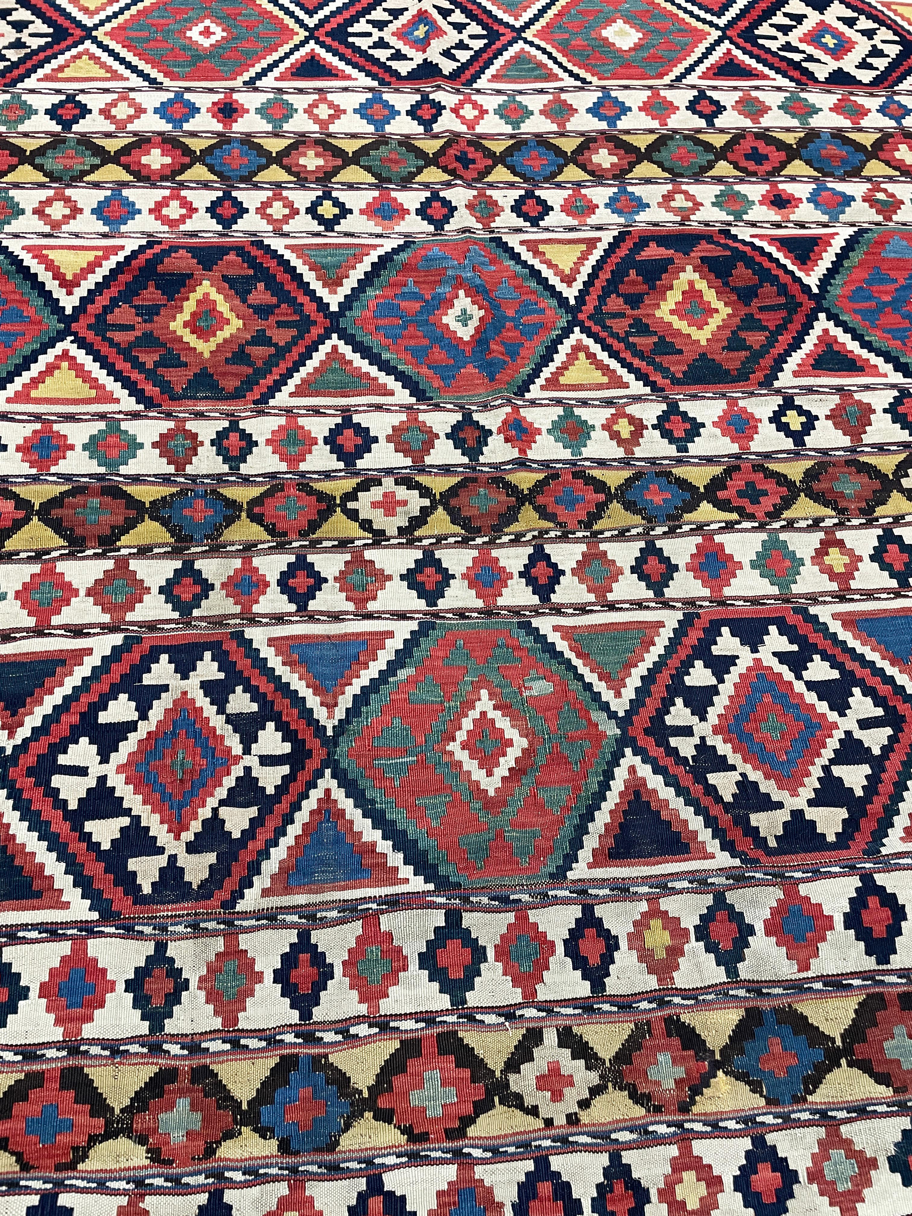 Wool Antique Caucasian Shirvan Kilim, 4'10