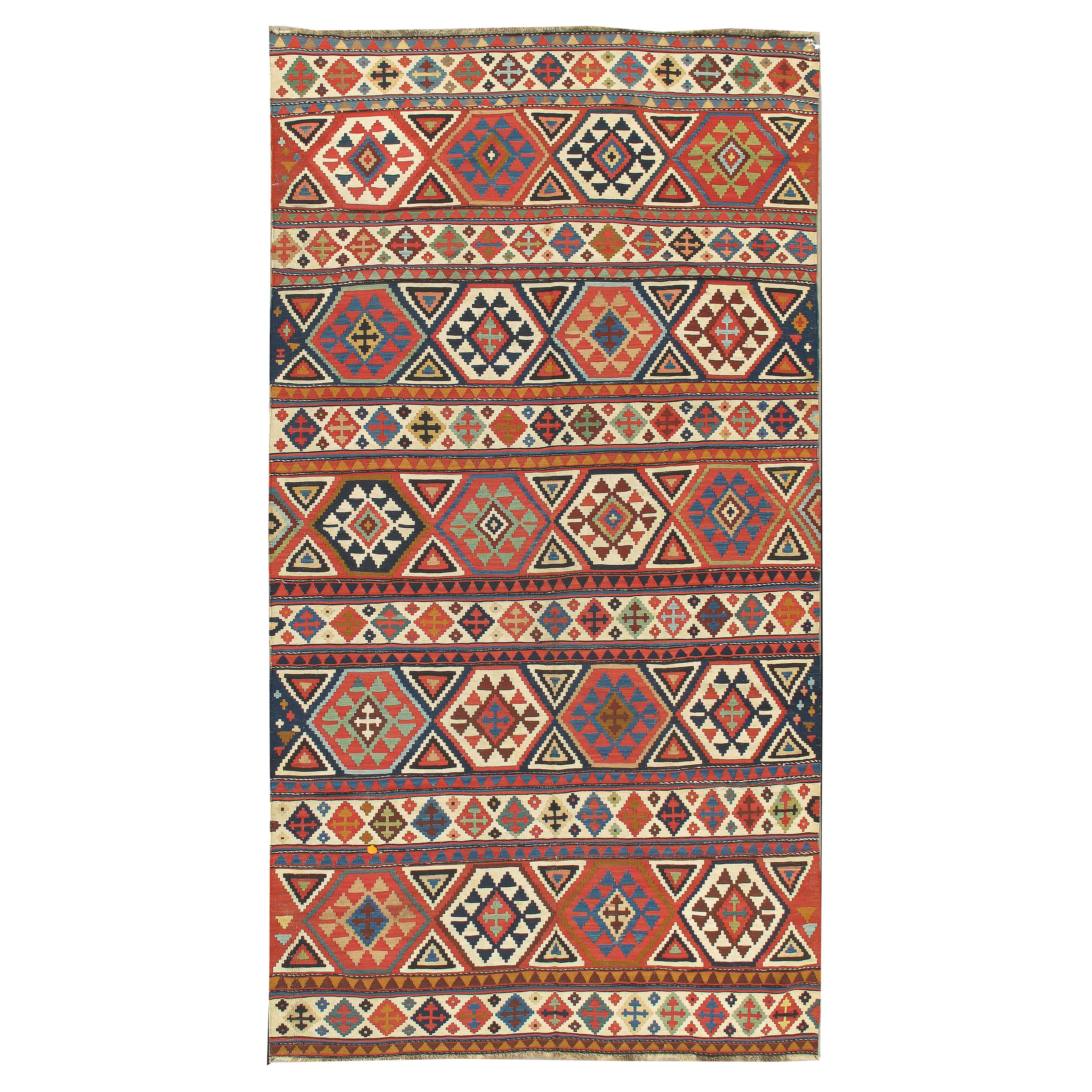 Antique Caucasian Shirvan Kilim  5'1 x 9'6