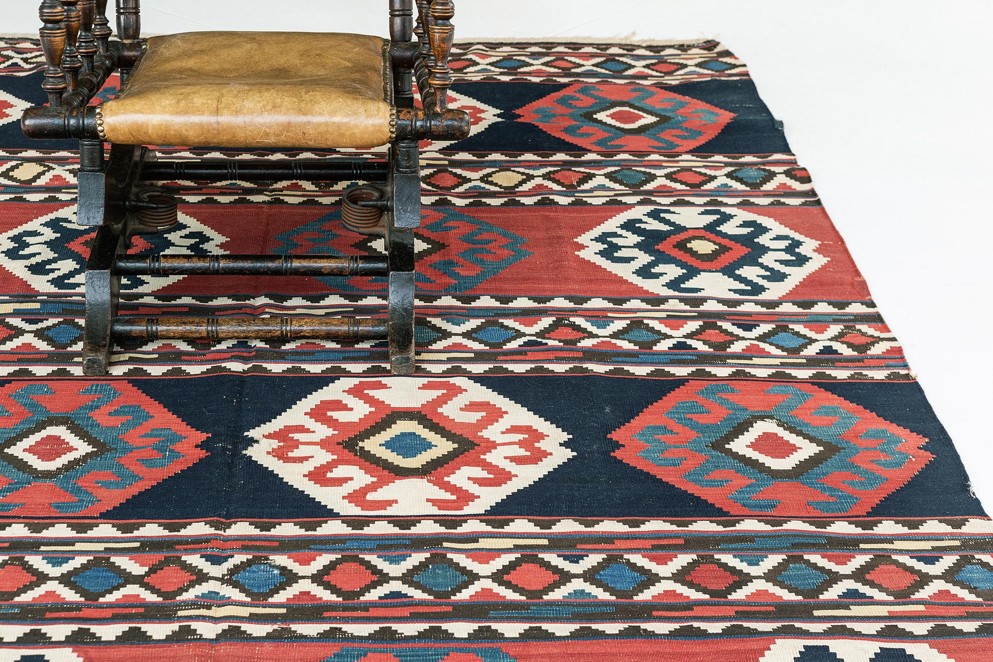 Early 20th Century Antique Caucasian Shirvan Kilim 55390 For Sale