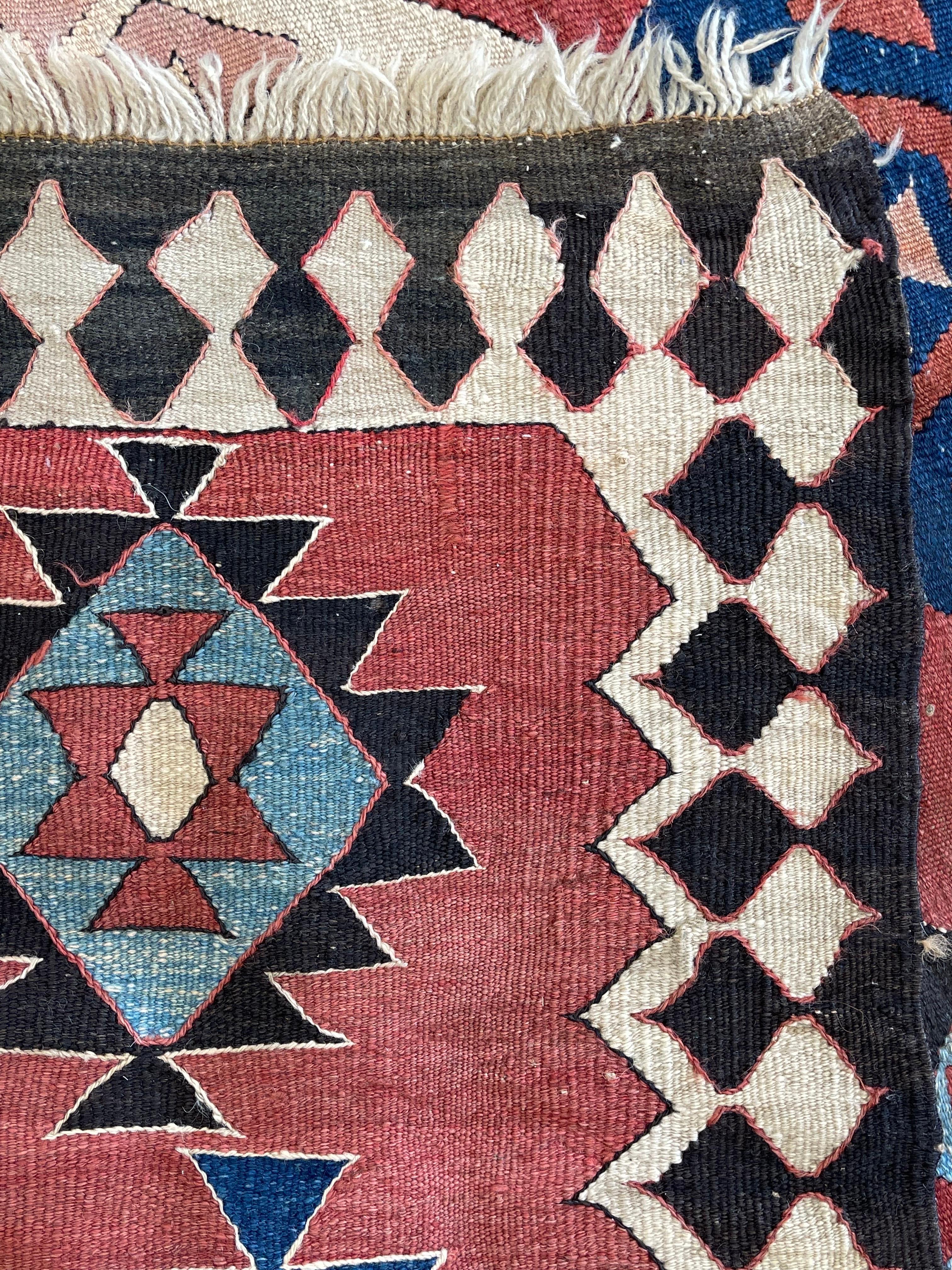 Antique Caucasian Shirvan Kilim circa 1920 For Sale 1