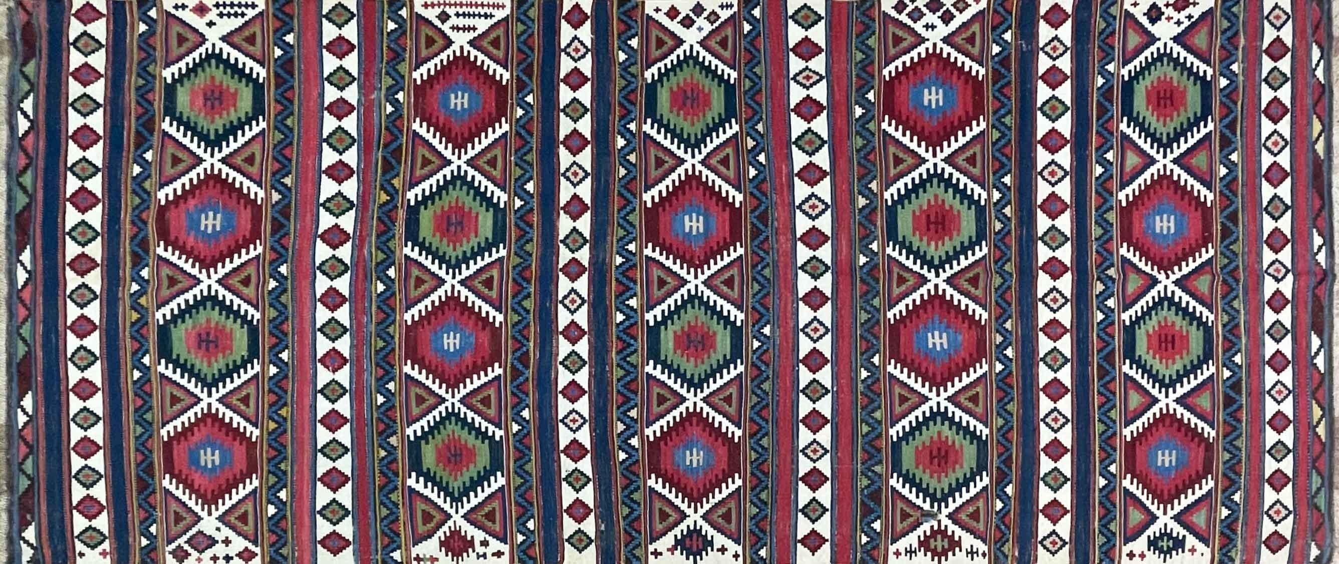 Hand-Knotted Antique Caucasian Shirvan Kilim For Sale