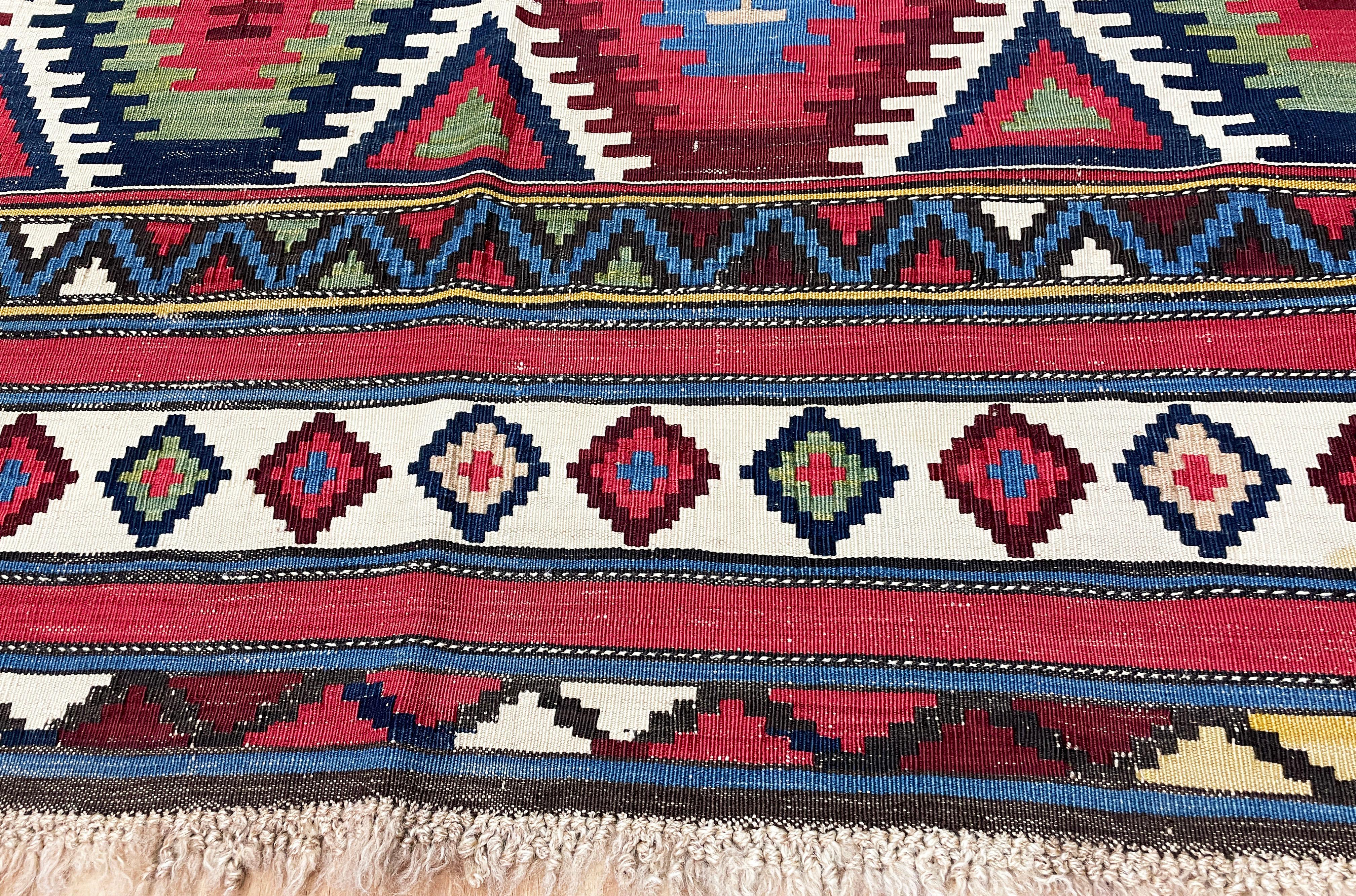 Wool Antique Caucasian Shirvan Kilim For Sale