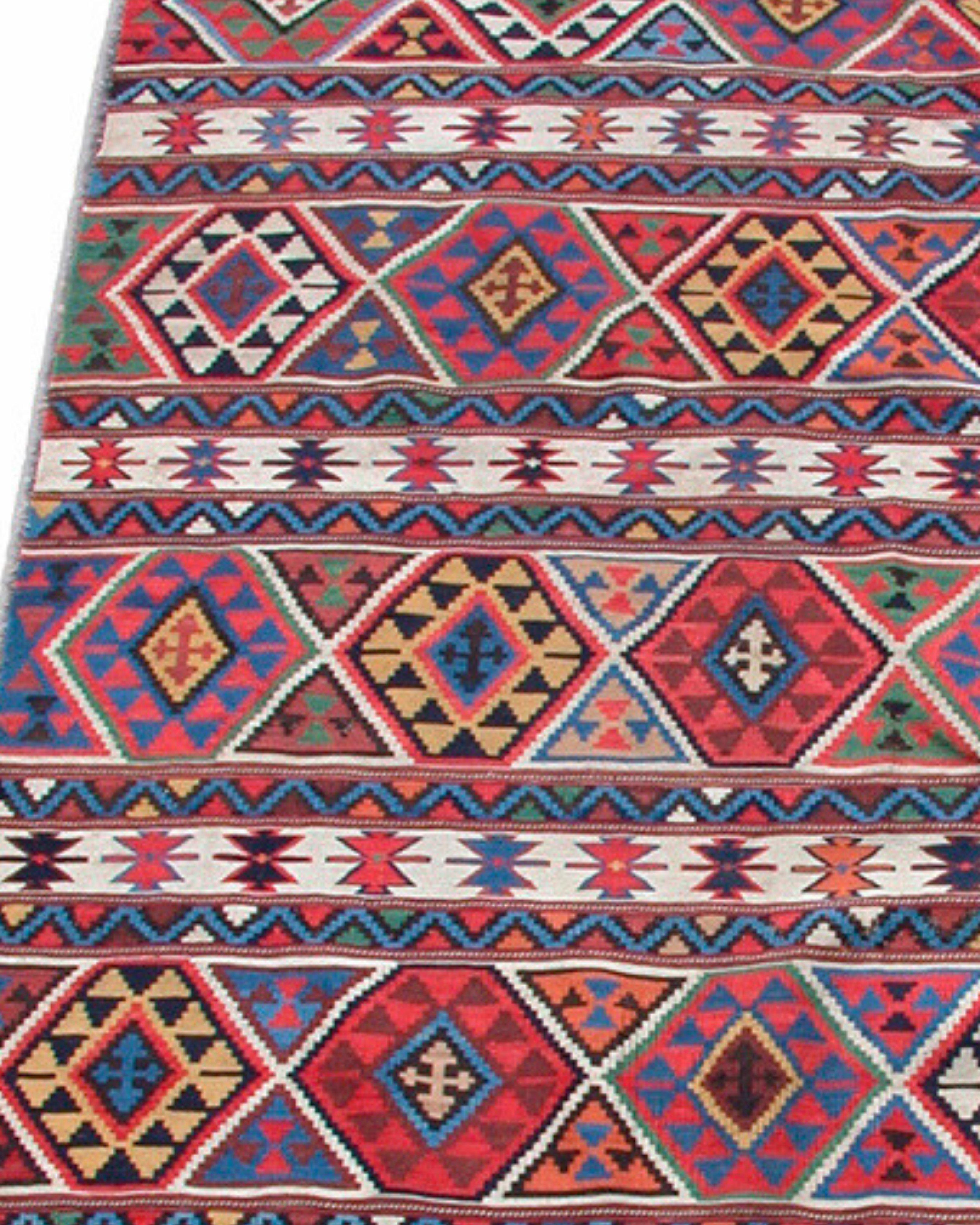 Hand-Woven Antique Caucasian Shirvan Kilim Rug, 19th Century For Sale