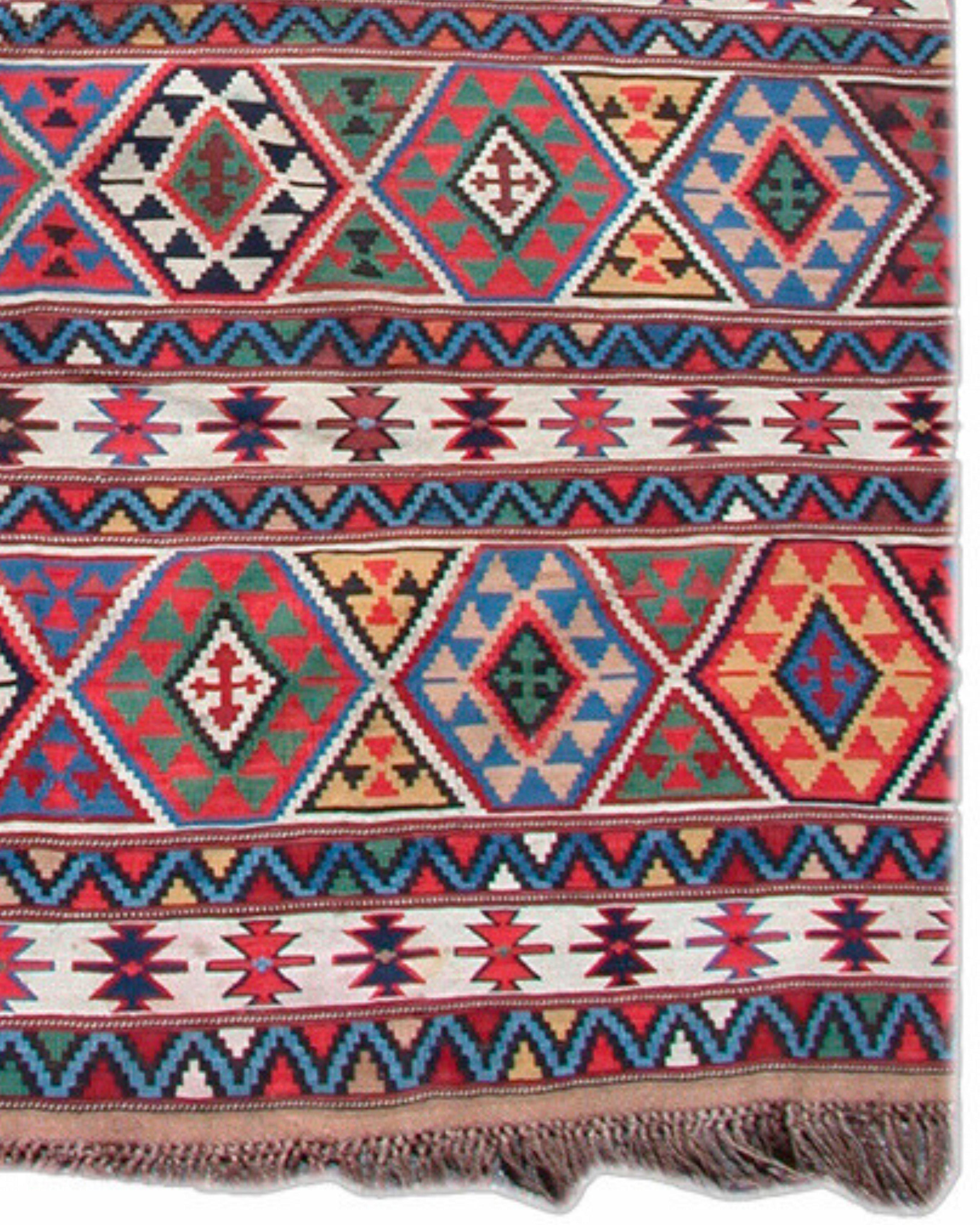 Wool Antique Caucasian Shirvan Kilim Rug, 19th Century For Sale