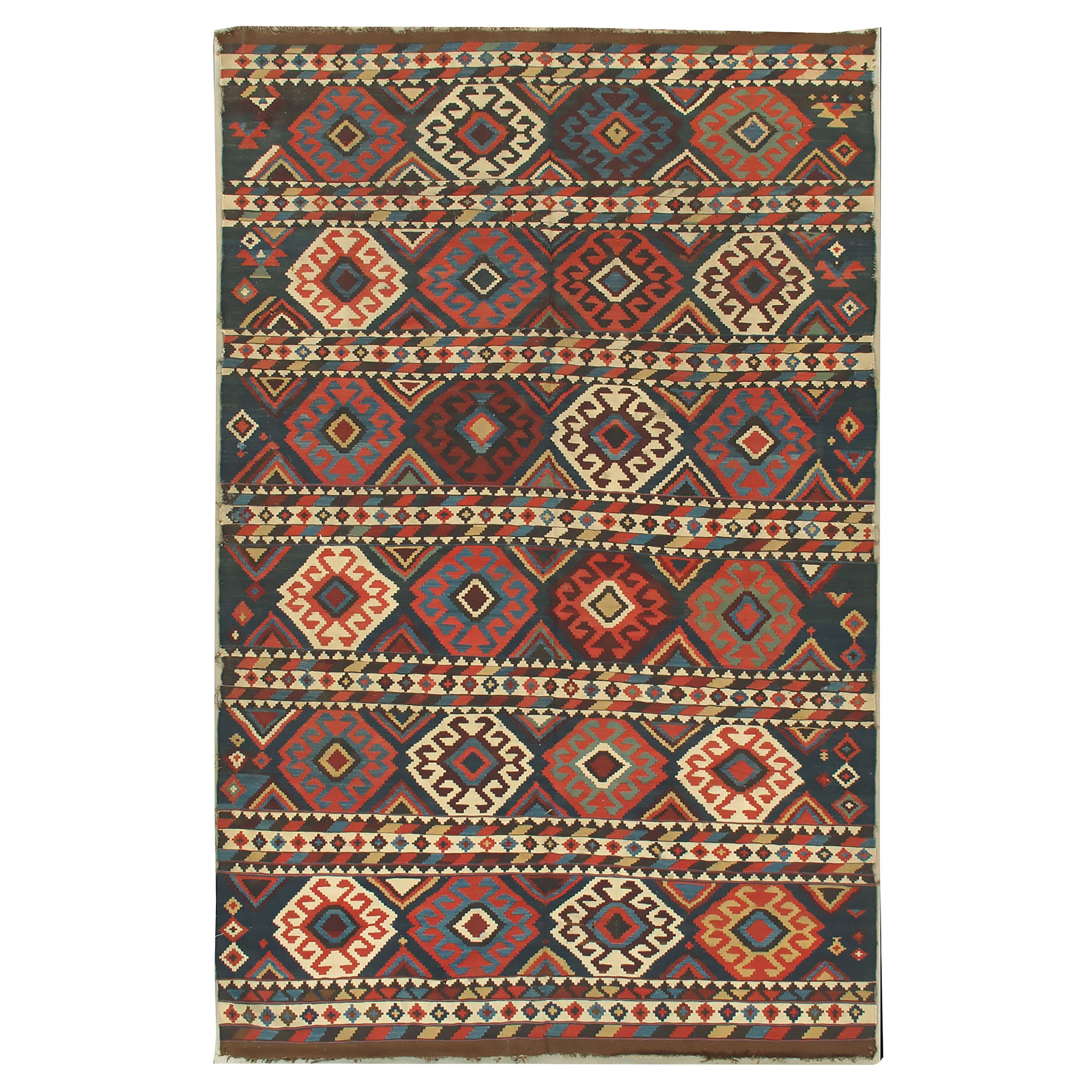 Alfombra antigua caucásica Shirvan Kilim  5'5 x 9'10