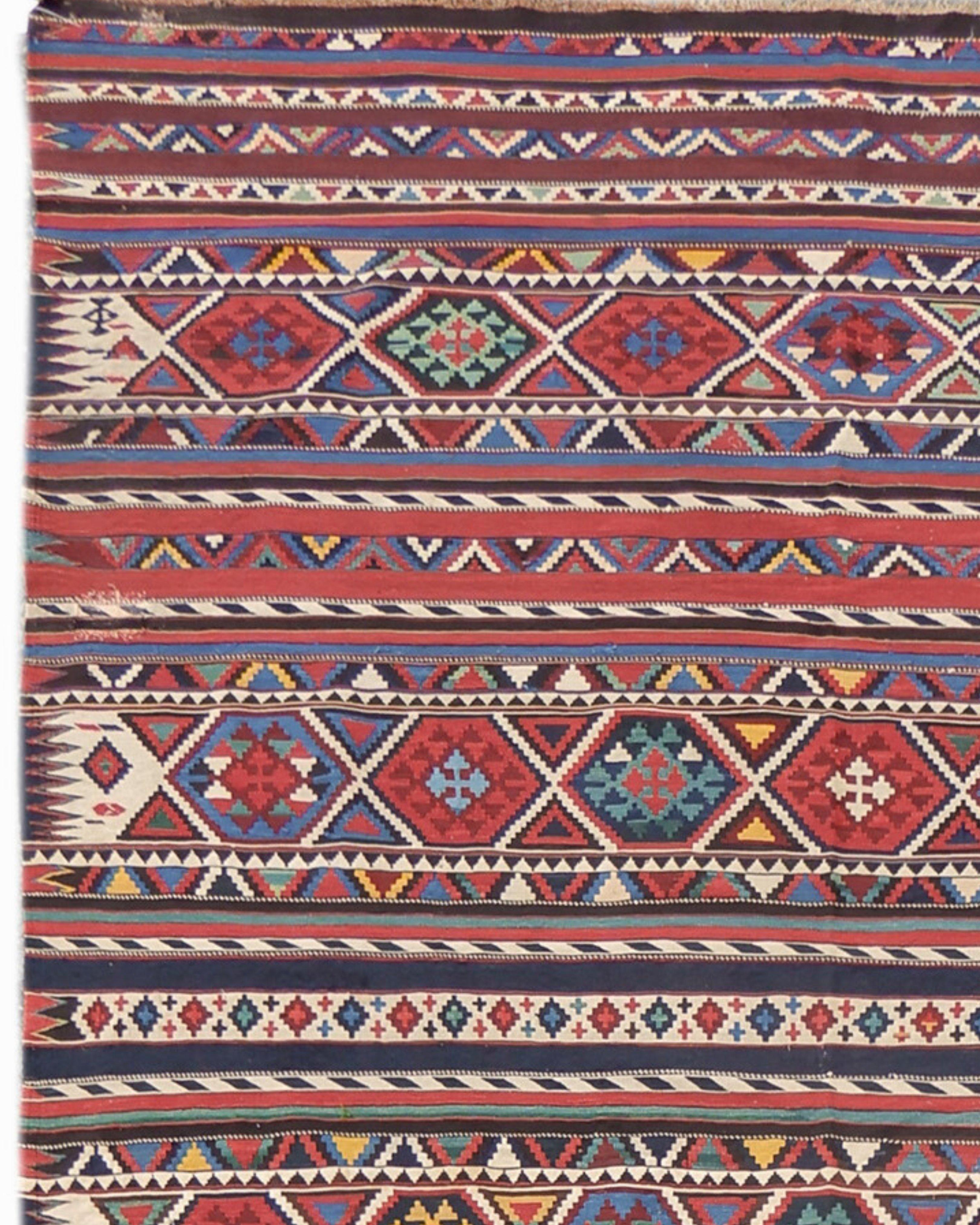 Hand-Woven Antique Caucasian Shirvan Kilim Rug, Late 19th Century For Sale