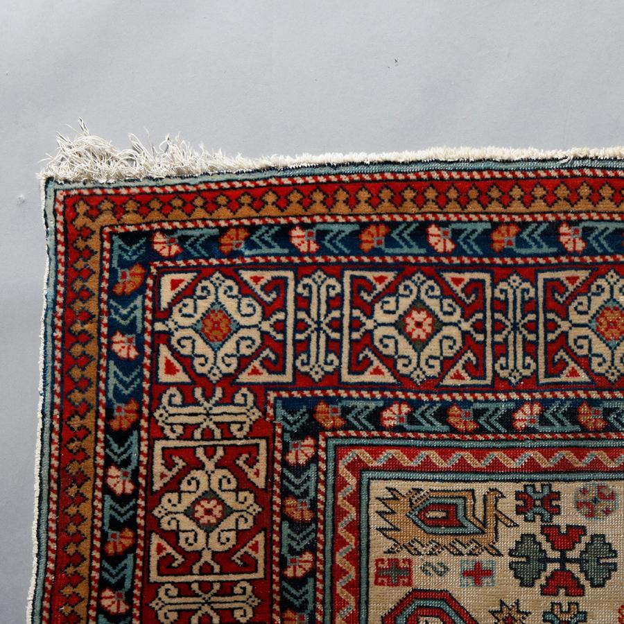 Caucasian Shirvan Kuba Perepedil Persian Rug, Stylized Rams Horns, circa 1920 4