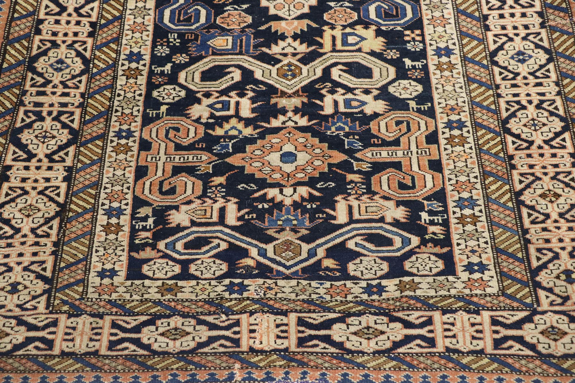 Persian Antique Caucasian Shirvan Kuba Rug with Tribal Style For Sale