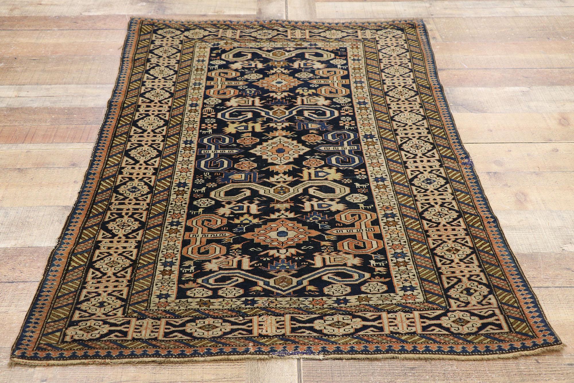 20th Century Antique Caucasian Shirvan Kuba Rug with Tribal Style For Sale