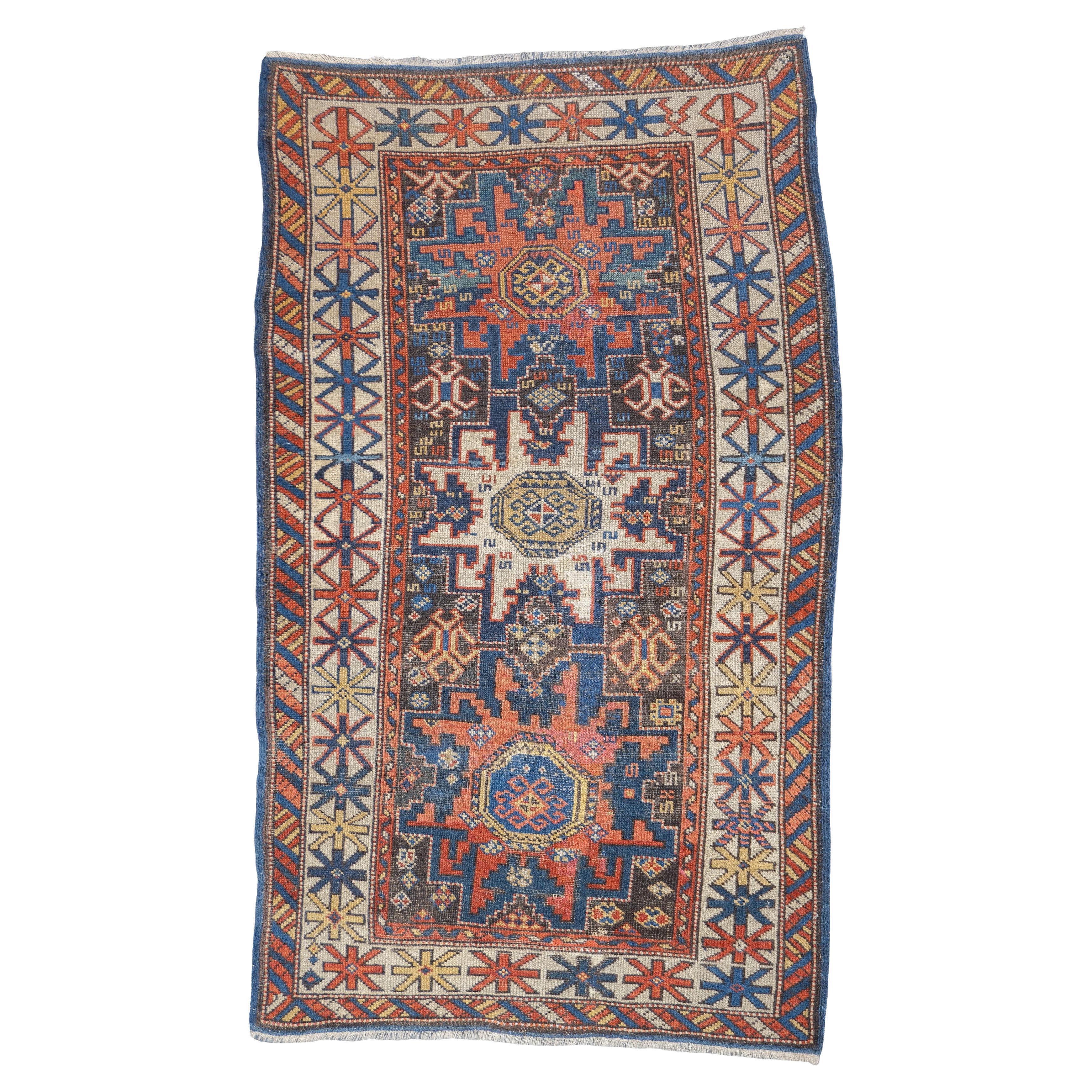 Antiker kaukasischer Schirwan Lezgi Design Teppich 2'10'' x 4'10'' im Angebot