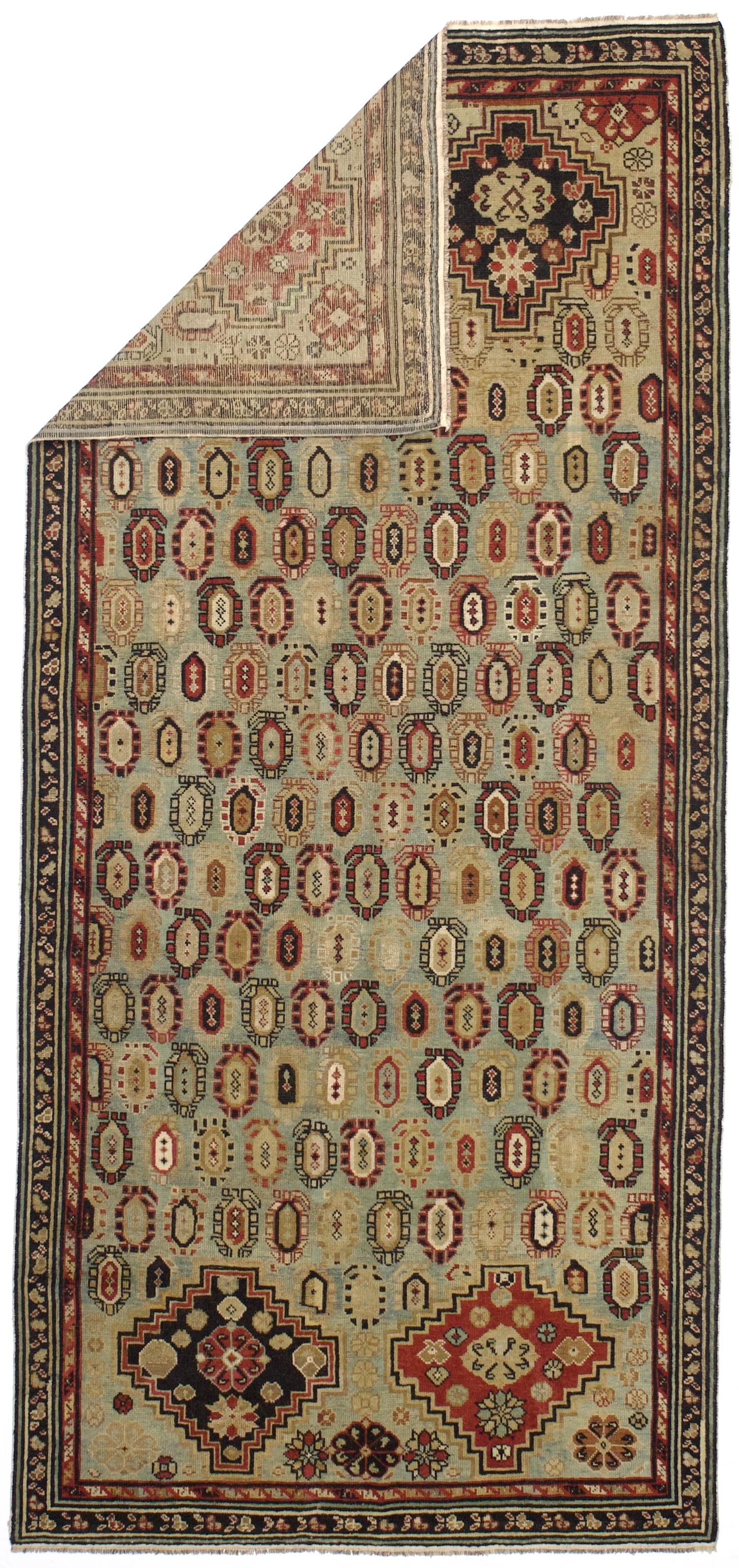 Tappeto antico caucasico Shirvan lungo 4'3