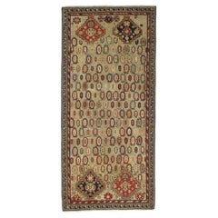 Antico tappeto caucasico Shirvan lungo 4'3" x 9'5"