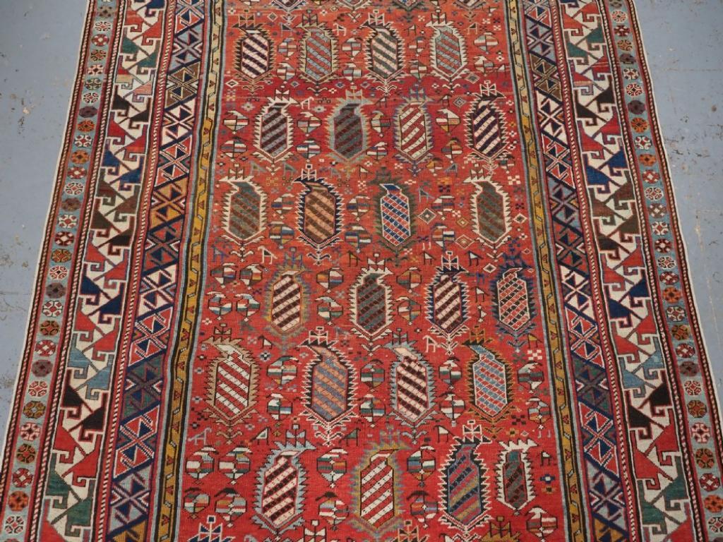 19th Century Antique Caucasian Shirvan Marasali Rug With Flaming Boteh Design, Circa 1880 For Sale