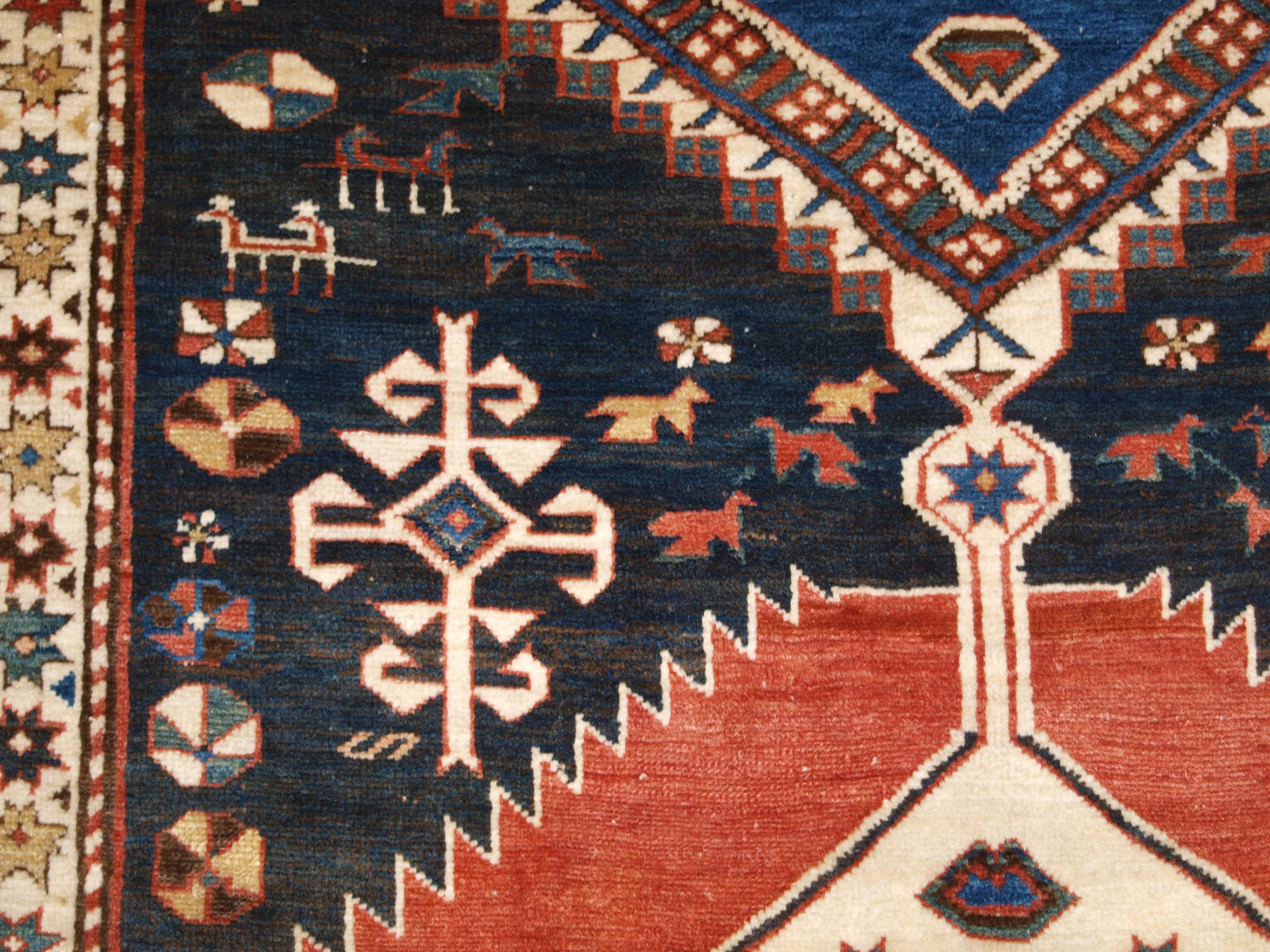 Antique Caucasian Shirvan Medallion Rug of Large Size, circa 1890 For Sale 7