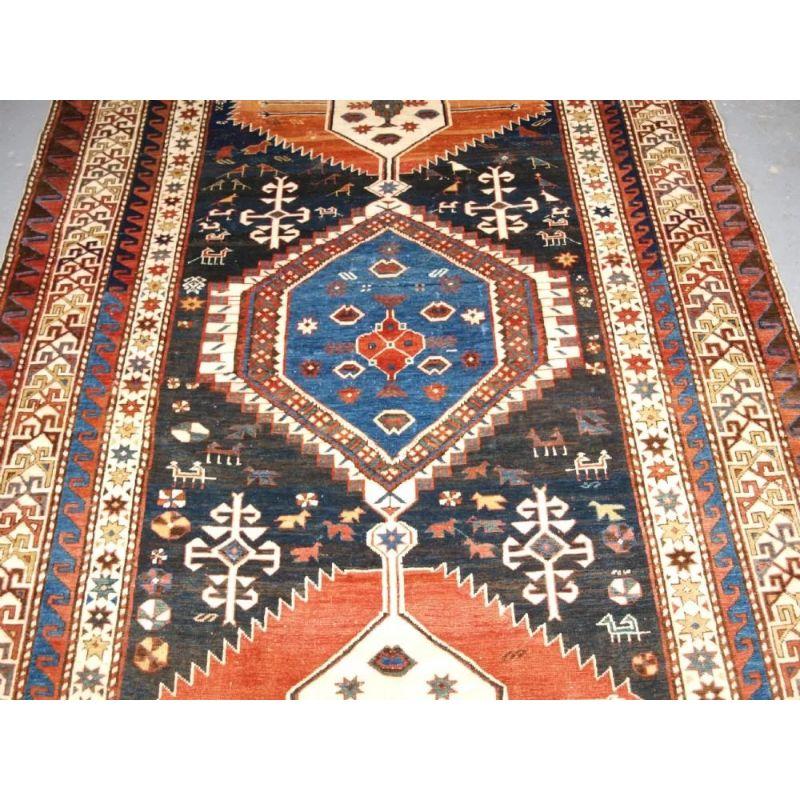 Hand-Woven Antique Caucasian Shirvan Medallion Rug of Large Size, circa 1890 For Sale