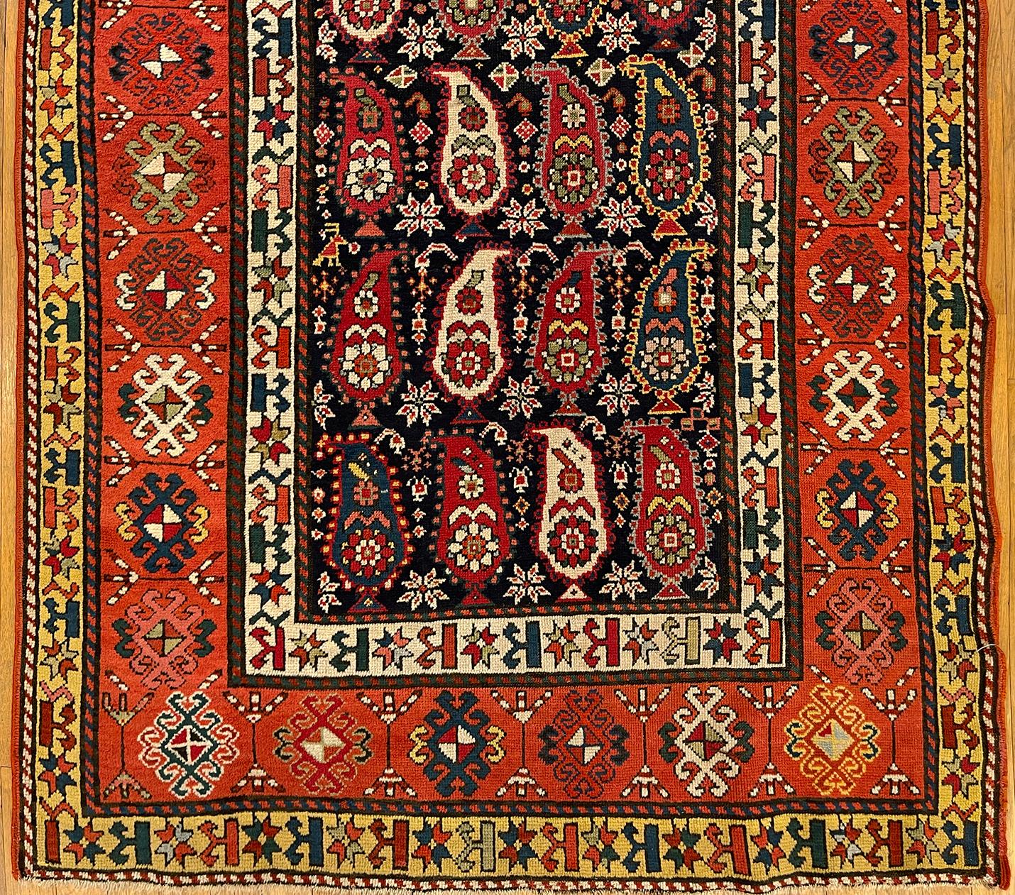 Late 19th Century Antique Caucasian Shirvan Oriental Rug in Runner Size with Paisley Design For Sale