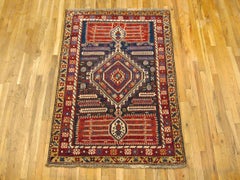Antique Caucasian Shirvan Oriental Rug in Small Size with Central Medallion