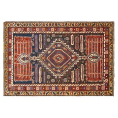 Antique Caucasian Shirvan Oriental Rug in Small Size with Central Medallion