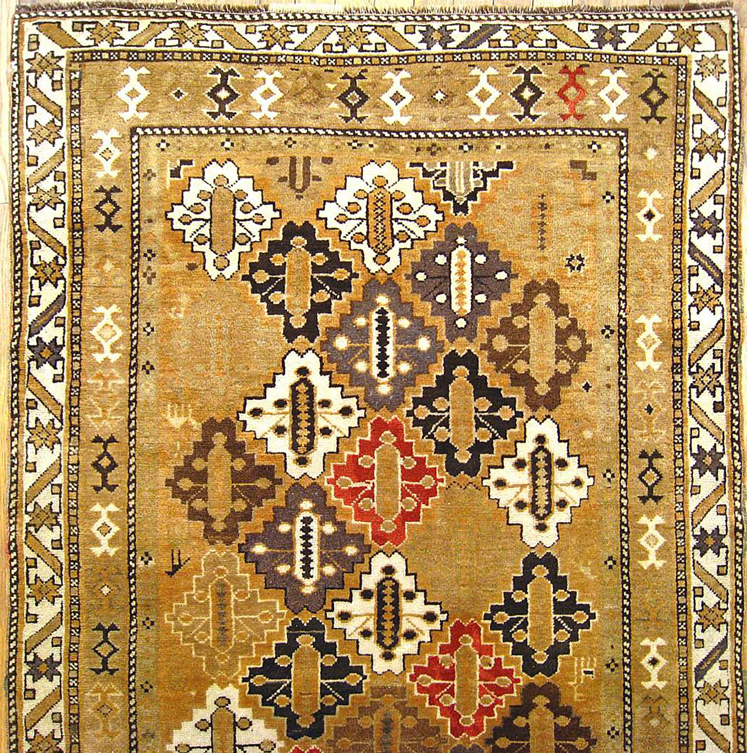 Hand-Knotted Antique Caucasian Shirvan Oriental Rug in Small Size with Diamond Design For Sale