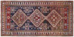 Antique Caucasian Shirvan Oriental Rug in Small Size with Multiple Medallions