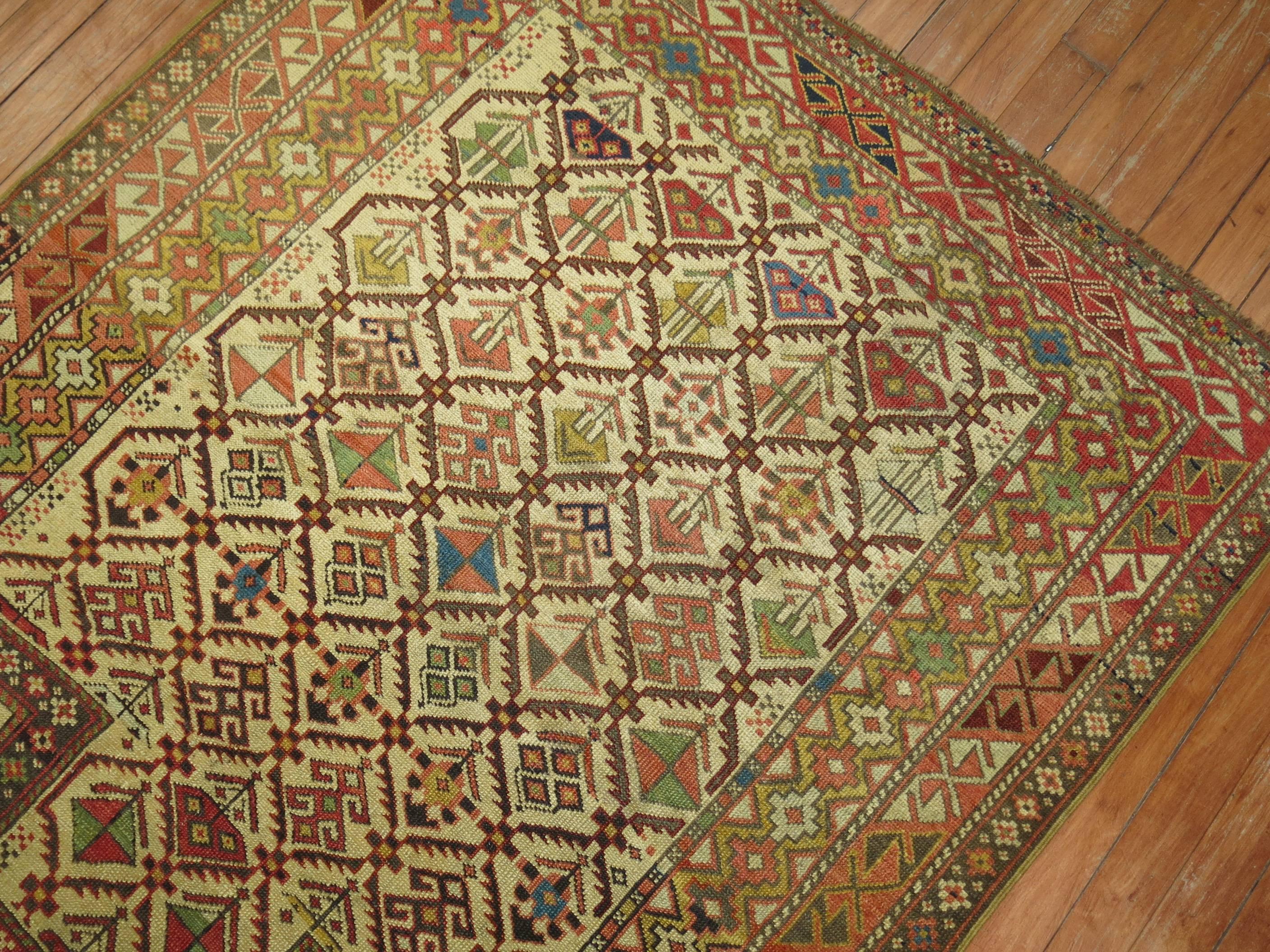 Hand-Woven Collectible Antique Caucasian Shirvan Prayer Rug