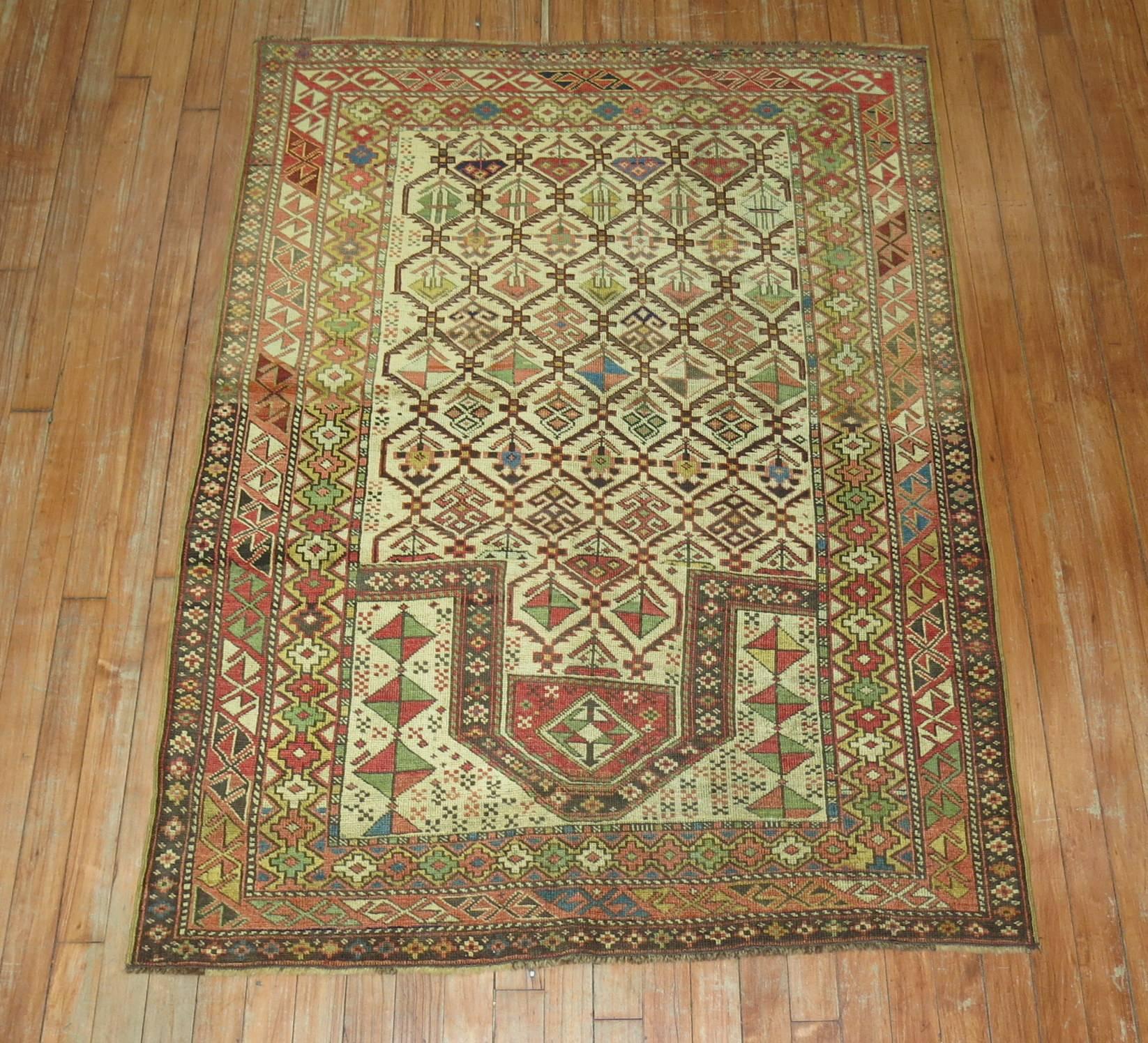 Collectible Antique Caucasian Shirvan Prayer Rug 1