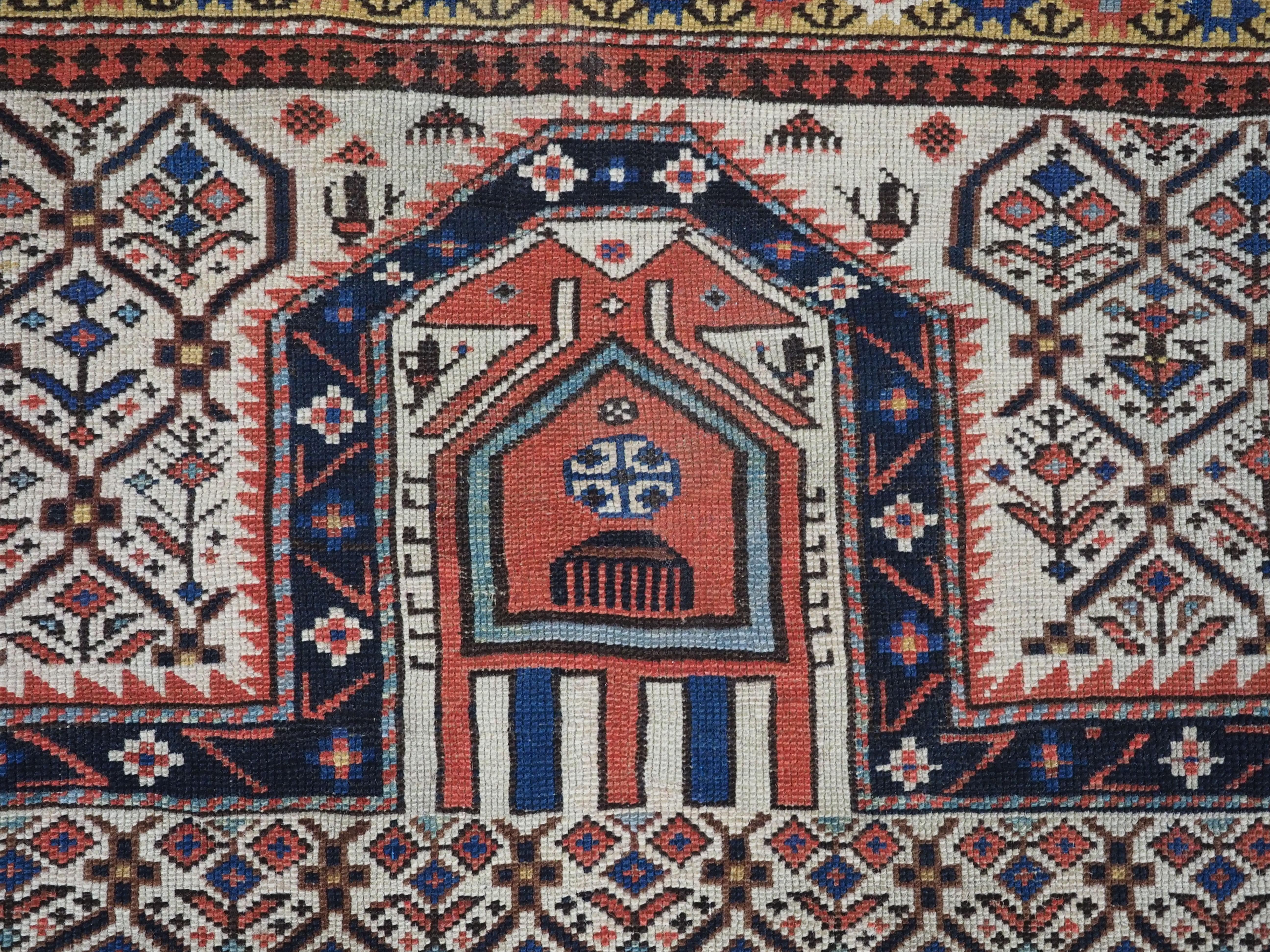Antiker kaukasischer Schirwan-Gebetteppich mit floralem Gitter. .  Um 1880. im Angebot 1