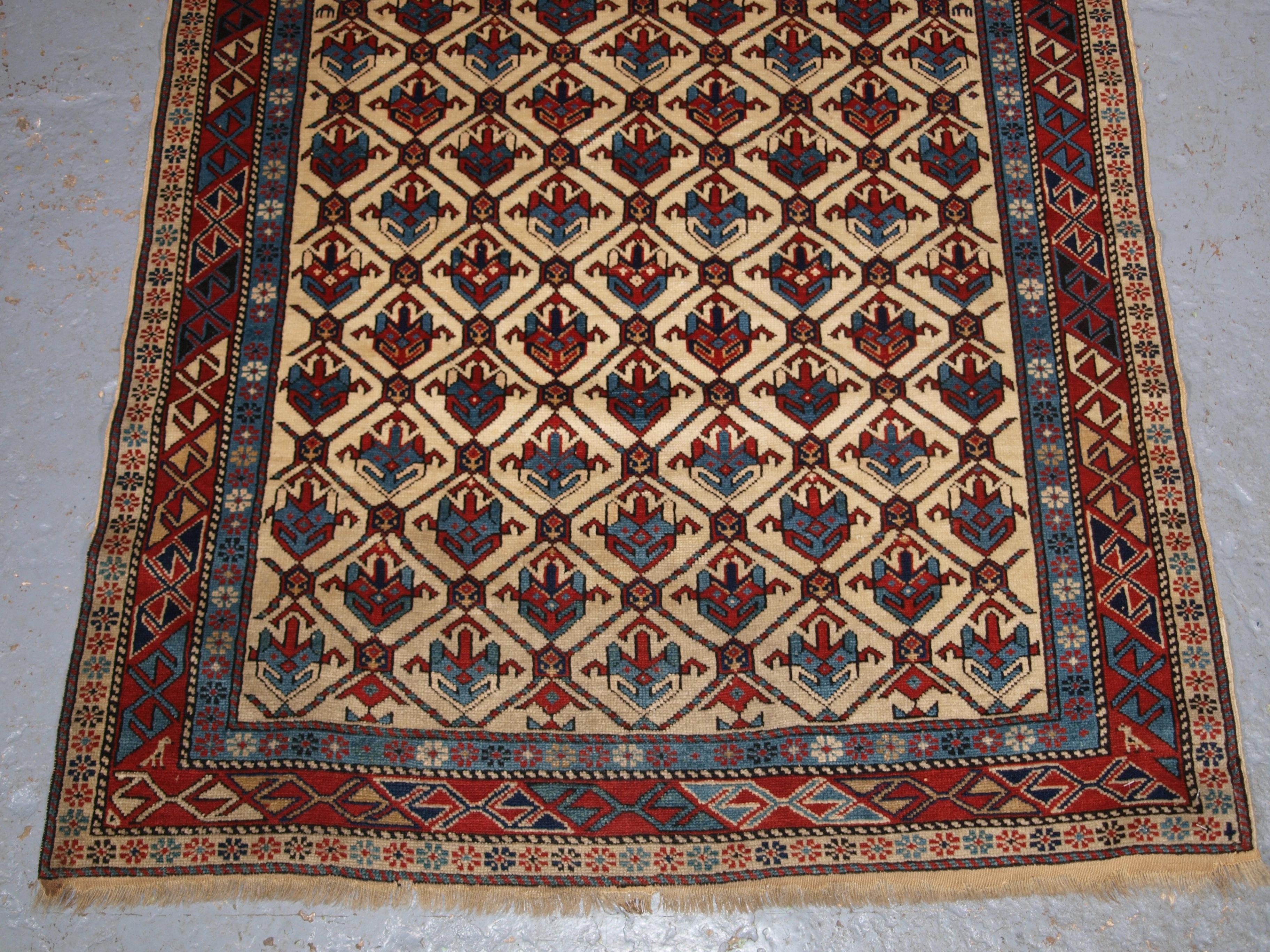 Wool Antique Caucasian Shirvan Prayer Rug with Lattice Design, Ex Zaleski Collection