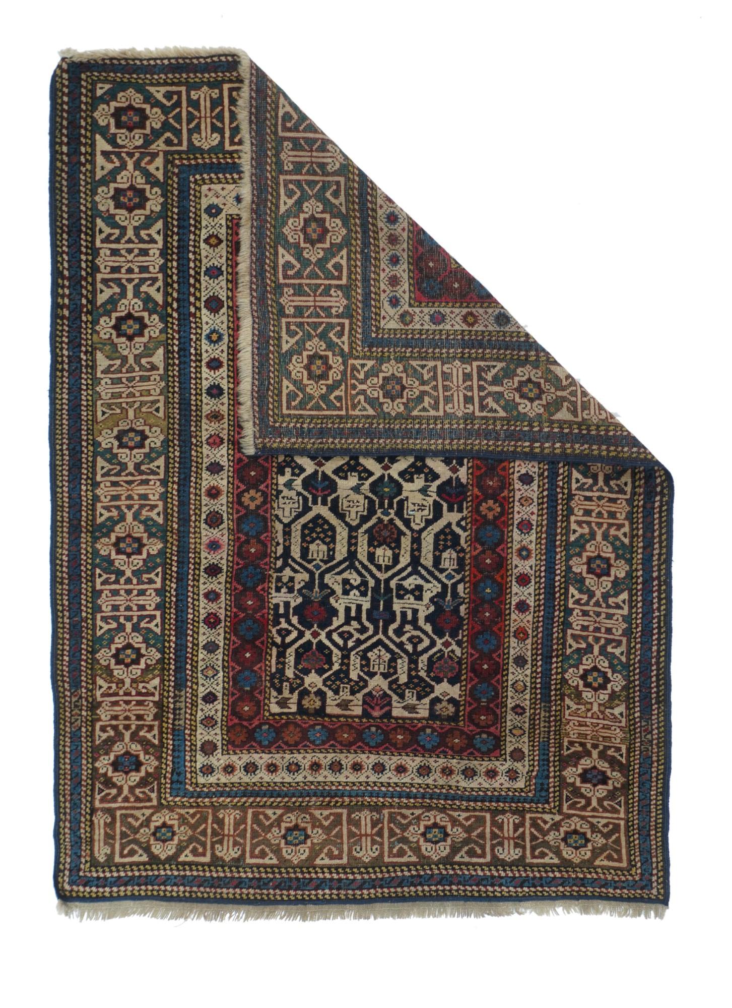Antique Caucasian Shirvan Rug 3' x 4'5''.