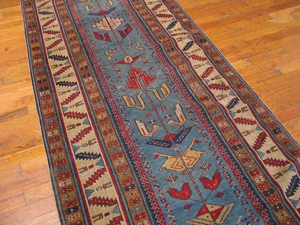 Mid 19th Century Caucasian Shirvan Carpet ( 3' x 9' - 91 x 274 ) In Good Condition For Sale In New York, NY