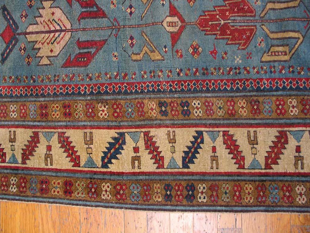 Wool Mid 19th Century Caucasian Shirvan Carpet ( 3' x 9' - 91 x 274 ) For Sale