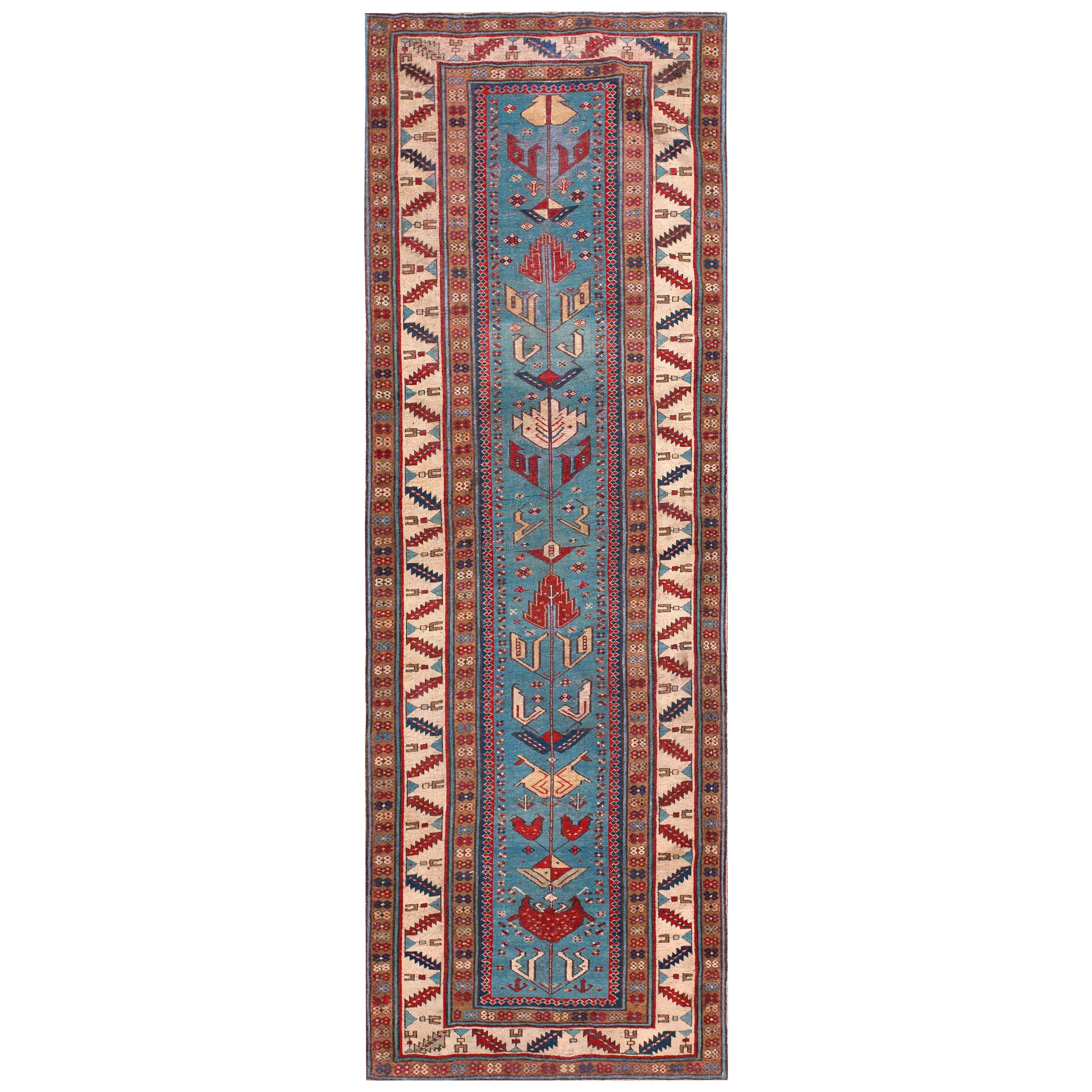 Mitte des 19. Jahrhunderts kaukasischer Schirwan-Teppich ( 3' x 9' - 91 x 274 ) im Angebot