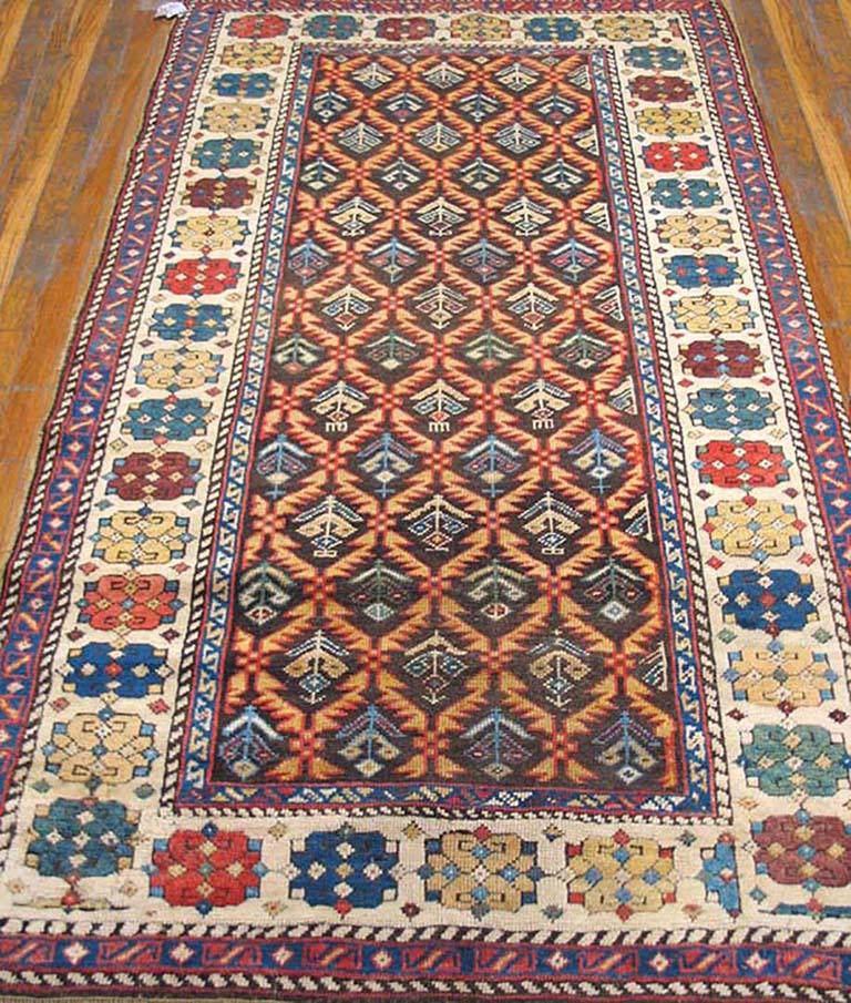 Hand-Knotted Late 19th Century Caucasian Karabagh Carpet ( 3'10