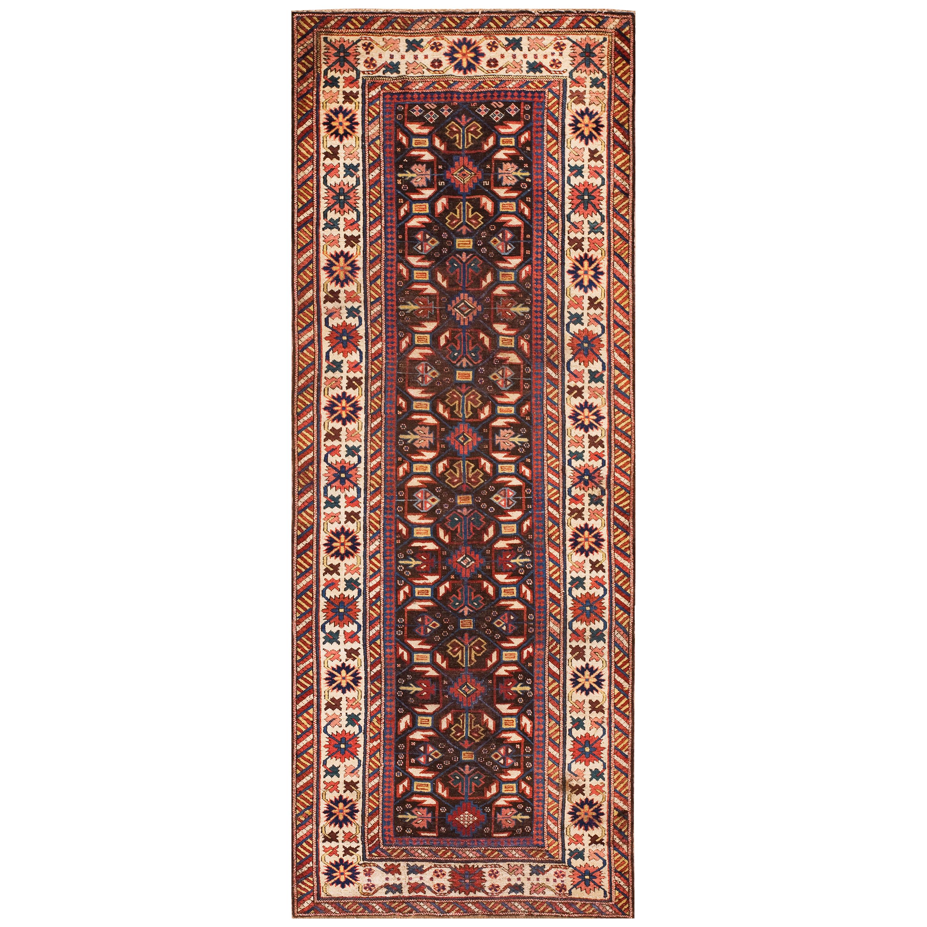 Tapis caucasien Shirvan du 19ème siècle ( 3'2" x 8' - 96 x 244 )