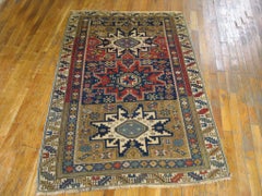 Wonderful Blue Color With Symmetric Design Antique Caucasian Shirvan Rug