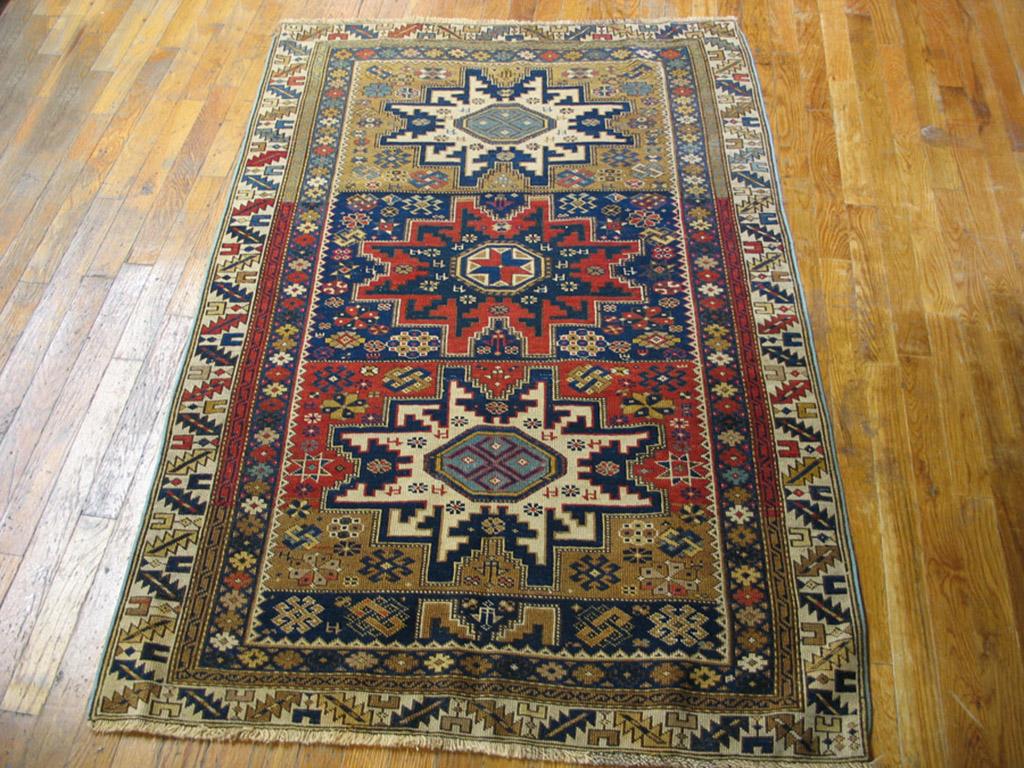 Hand-Knotted Early 20th Century Caucasian Shirvan Carpet ( 3'4